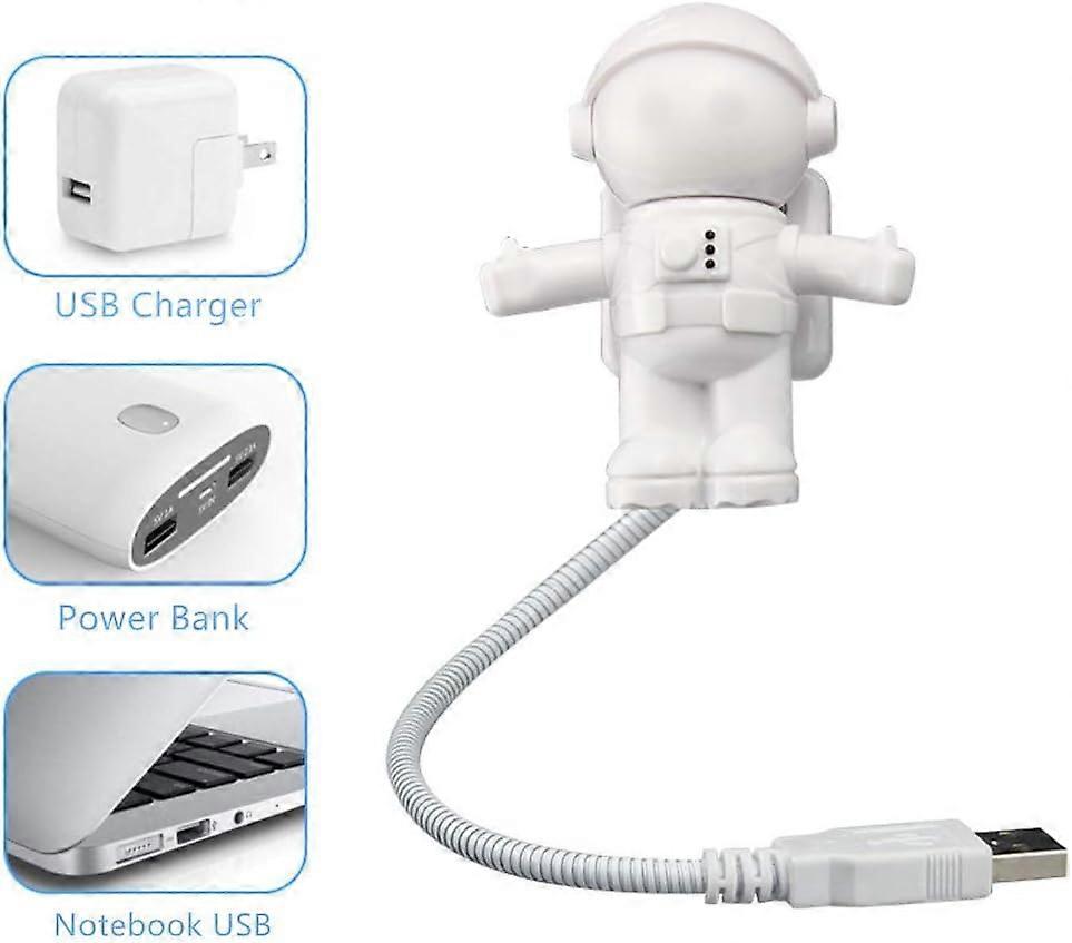USB LED Reading Light Lamp - 2 Pcs - Creative Spaceman Astronaut Eye-Care Flexible USB Light - for Laptop, Desktop, PC, Mac Computer