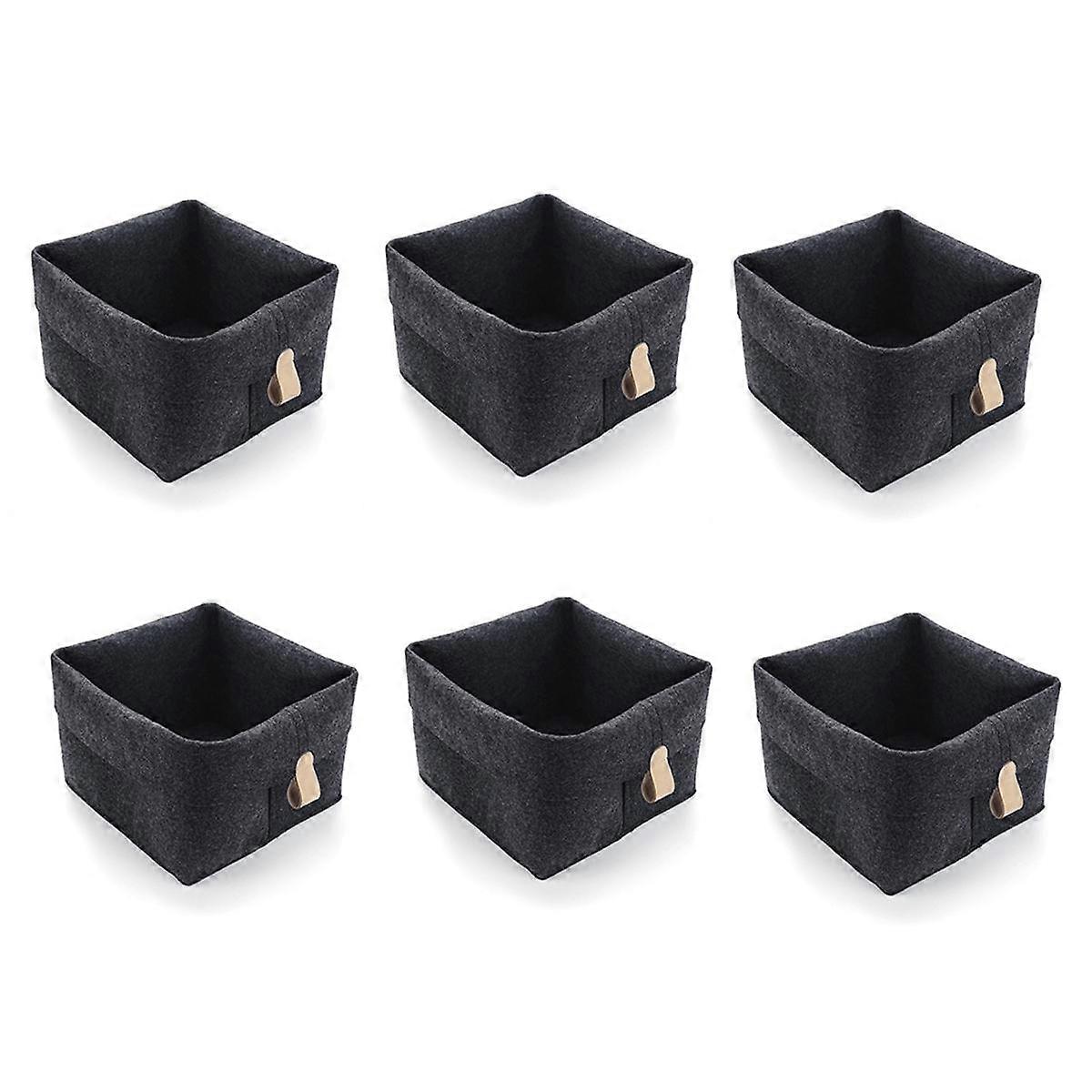 6Pcs Storage Cubes Felt Fabric Cube Storage Bins Collapsible Storage Bins with Hanging Ring Foldable Cube Baskets
