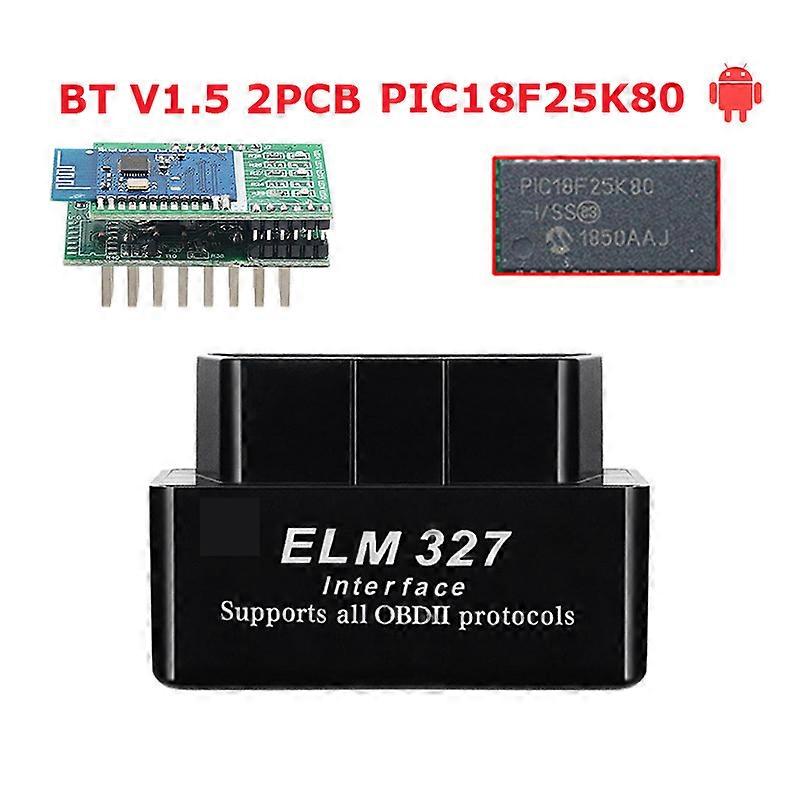Real ELM327 V1.5 Bluetooth-Compatible PIC18F25K80 Chip Double PCB Car Scanner OBD2 ELM 327 1.5 BT/WIFI Auto Code Reader Android