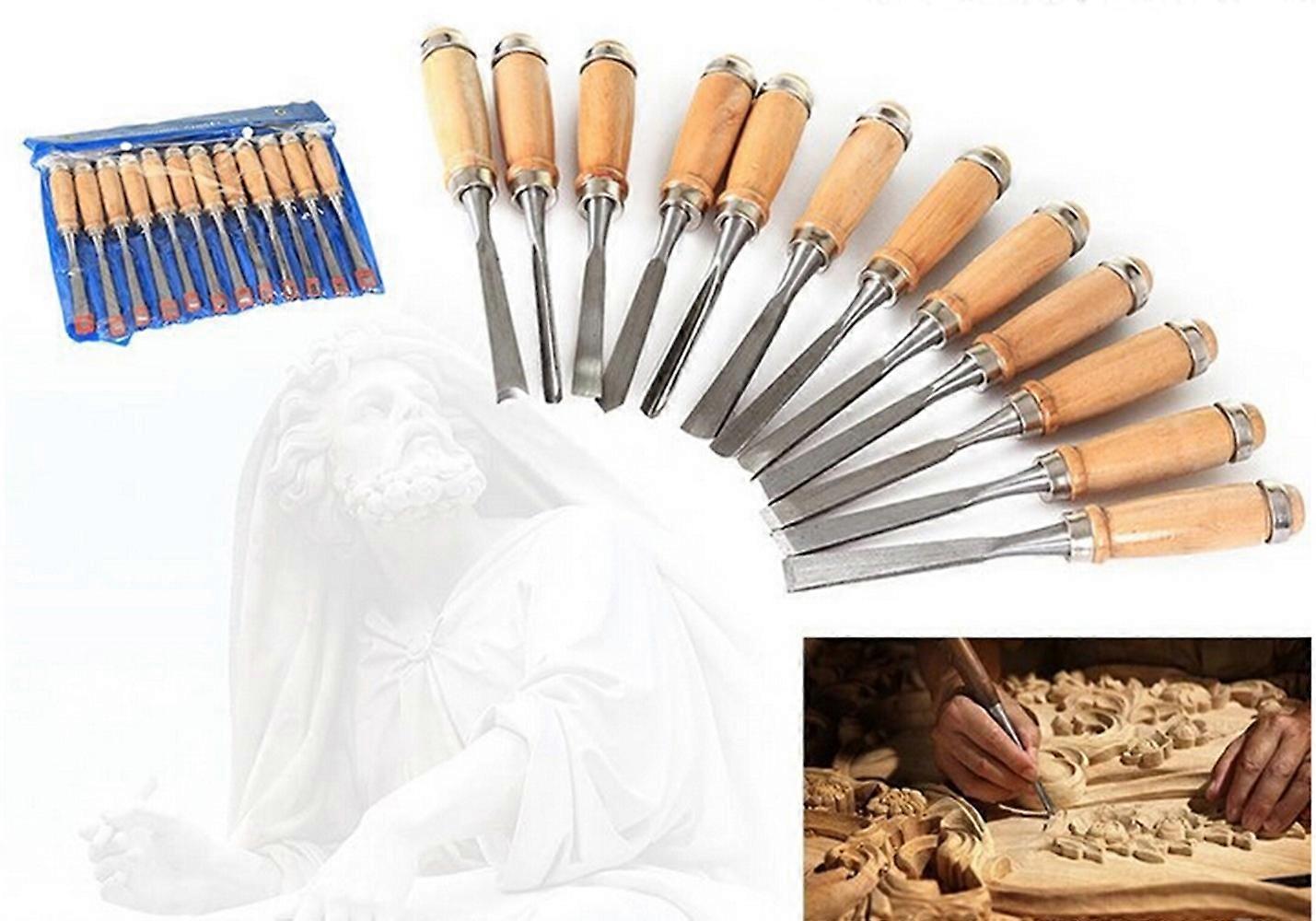12PCS Wood Carving Chisels Set Tools for Workshop