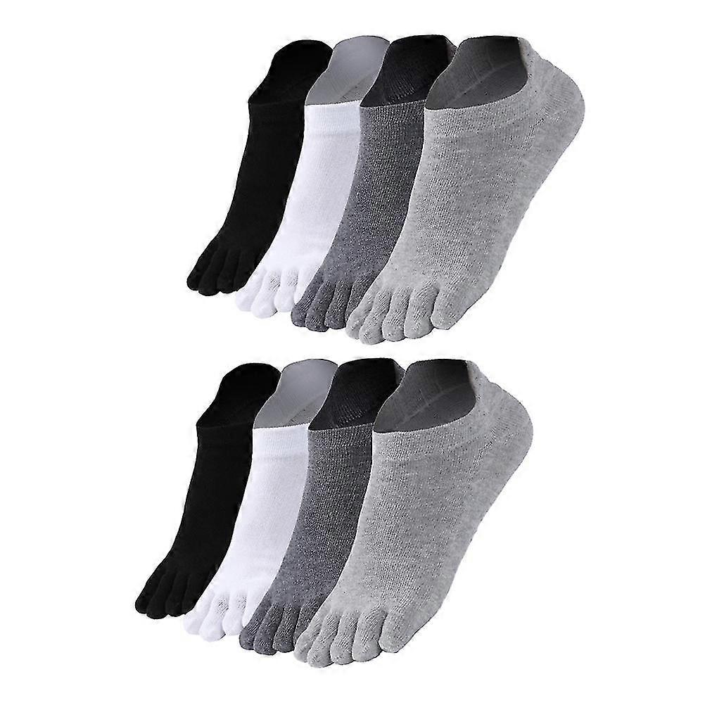 4Pairs Men Five-toed Short Socks Simple Split Toe Socks Plain Color Socks-FCY