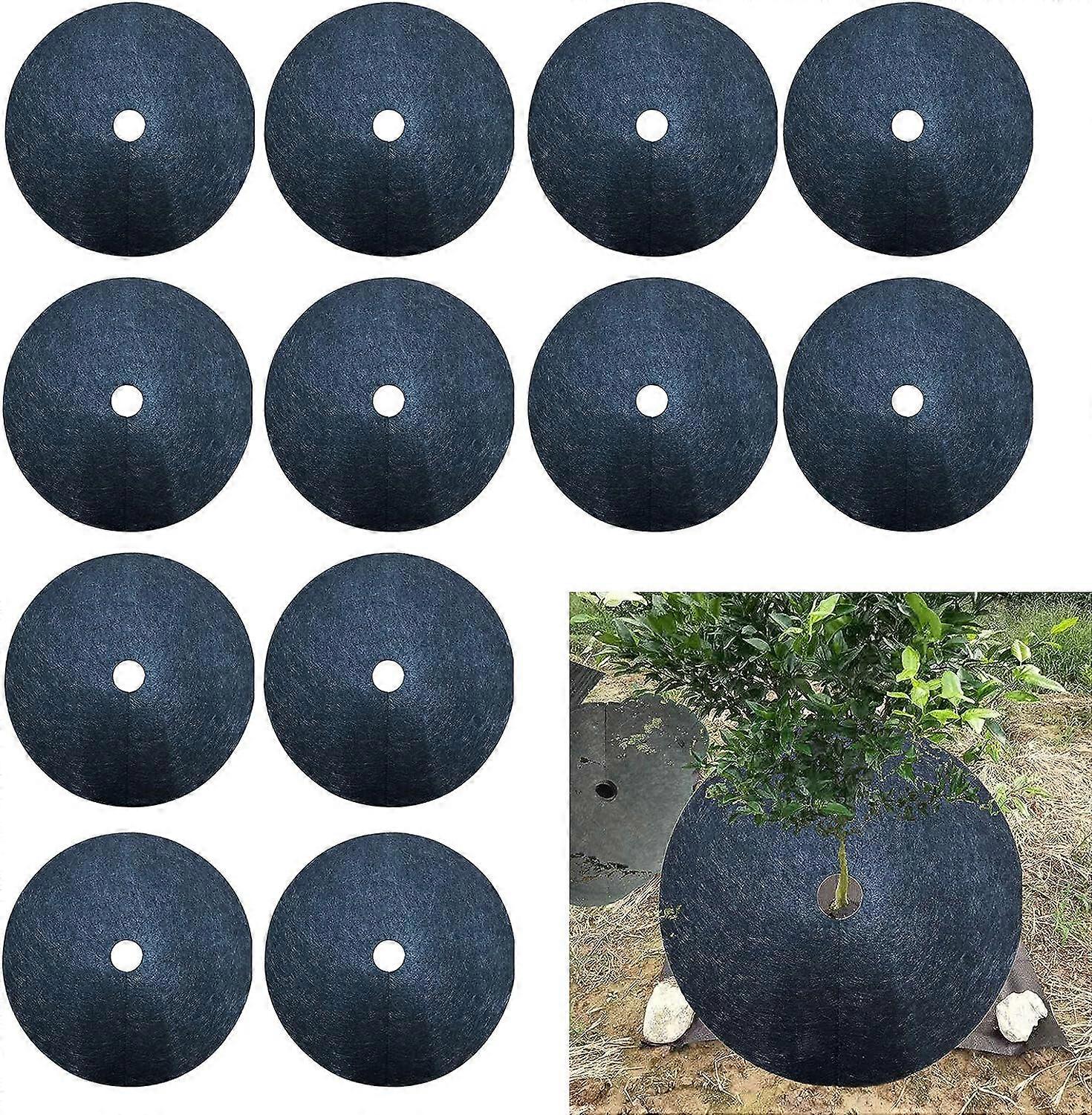 12PCS Baumschutz Unkrautblock Mulch, Unkrautsperrmatte Baummatte, 16,5" Unkrautmatten Abdeckring