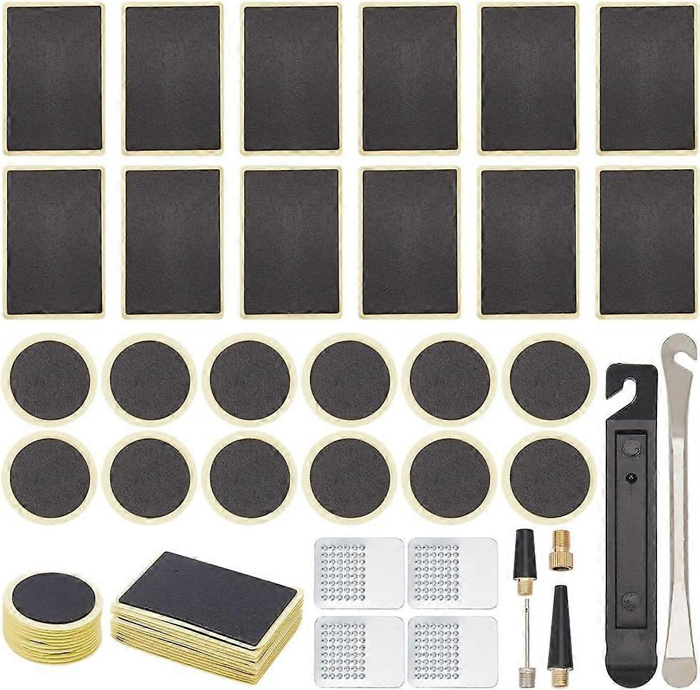 Bicycle Tyre Accessories Kit including Tyre Removal Tool Repair Patches Pump Needle Nozzle Adapter Mixed Color