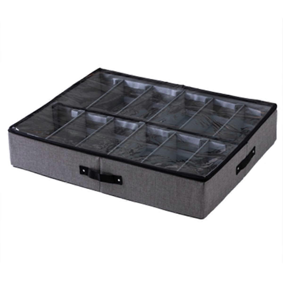 Fabric Foldable Organizers with Transparent Cover 12 Grids Storage Box Washable Drawer Dividers for Shoes