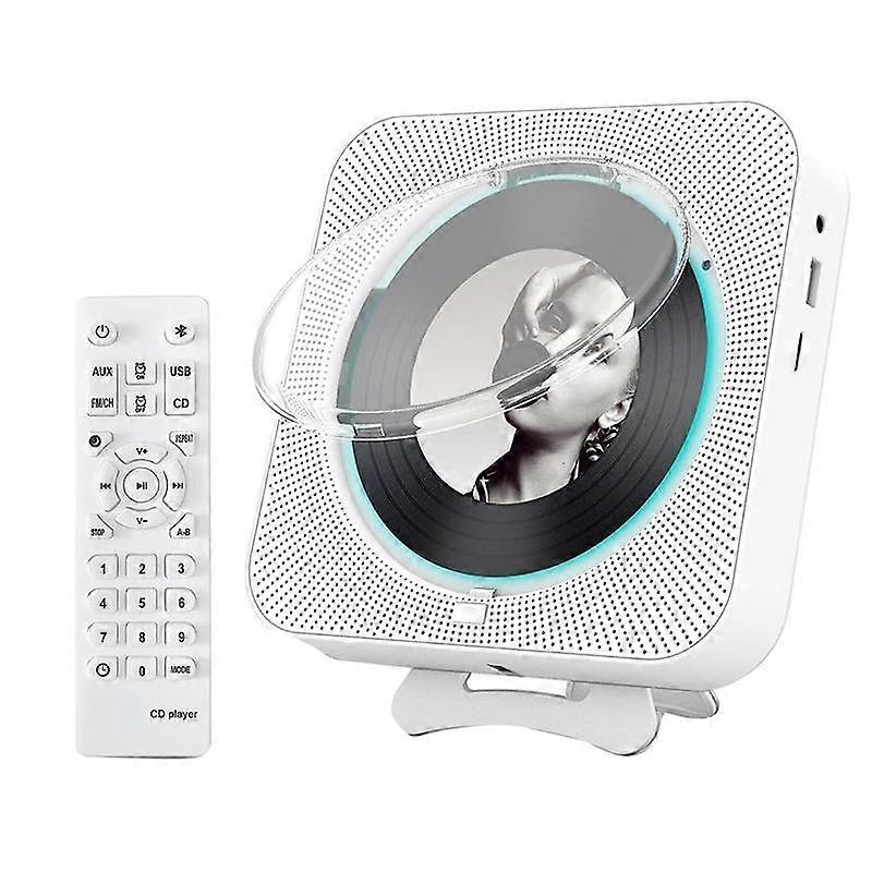 Portable Bluetooth CD Player,Wall Mount CD Player Home Audio Music Players with Remote Control,LCD Display-US Plug