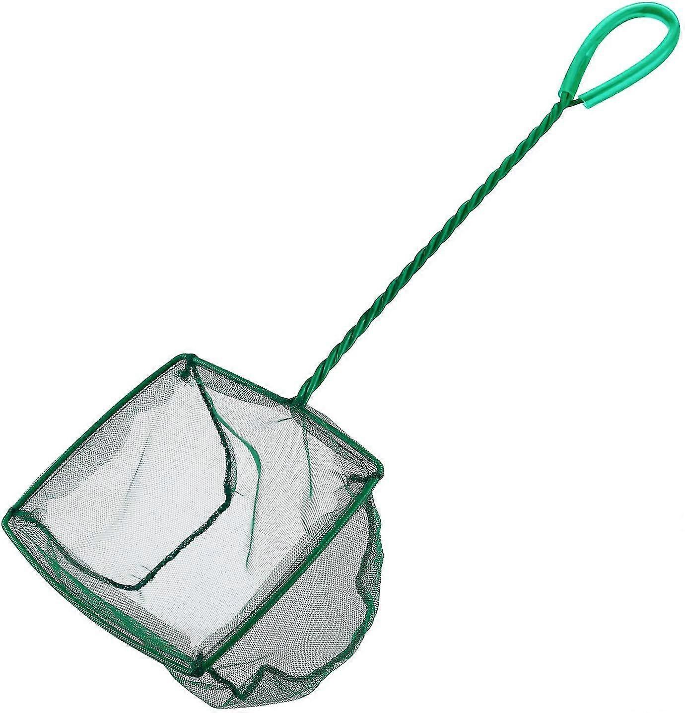 15cm Aquarium Fish Net Fine Mesh Fish Catch Nets With Plastic Handle - Green