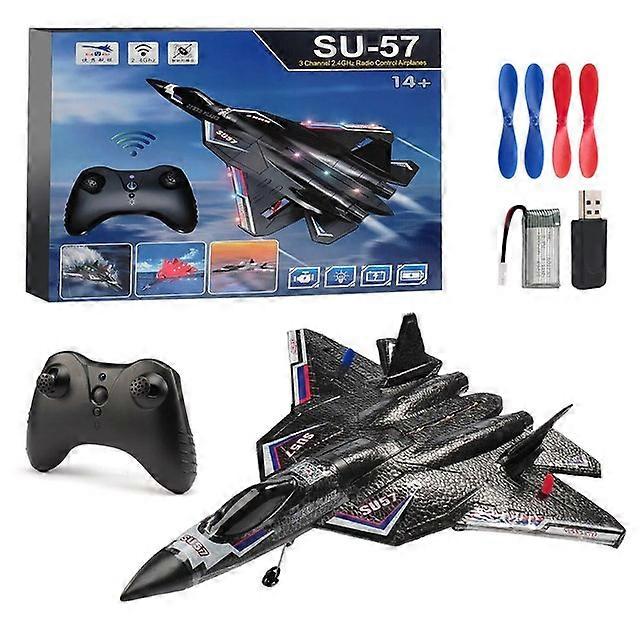 Remote Control AircraftSU57 2.4G Radio Remote Control Aircraft With LED Lights Fixed Wing Hand Throw Flying Glider EPP Foam Toys For Children