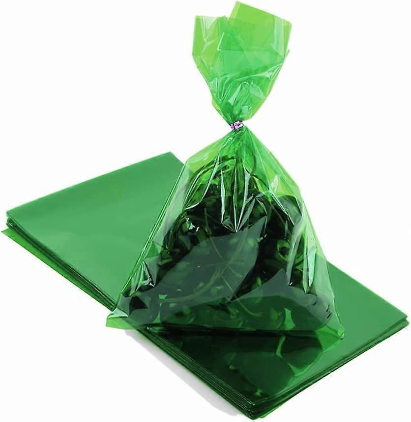 Sacos de Violoncelo Verde 9x6 polegadas para Sacos de Biscoito de Tratamento de Celofane de Plástico, Pacote de 50