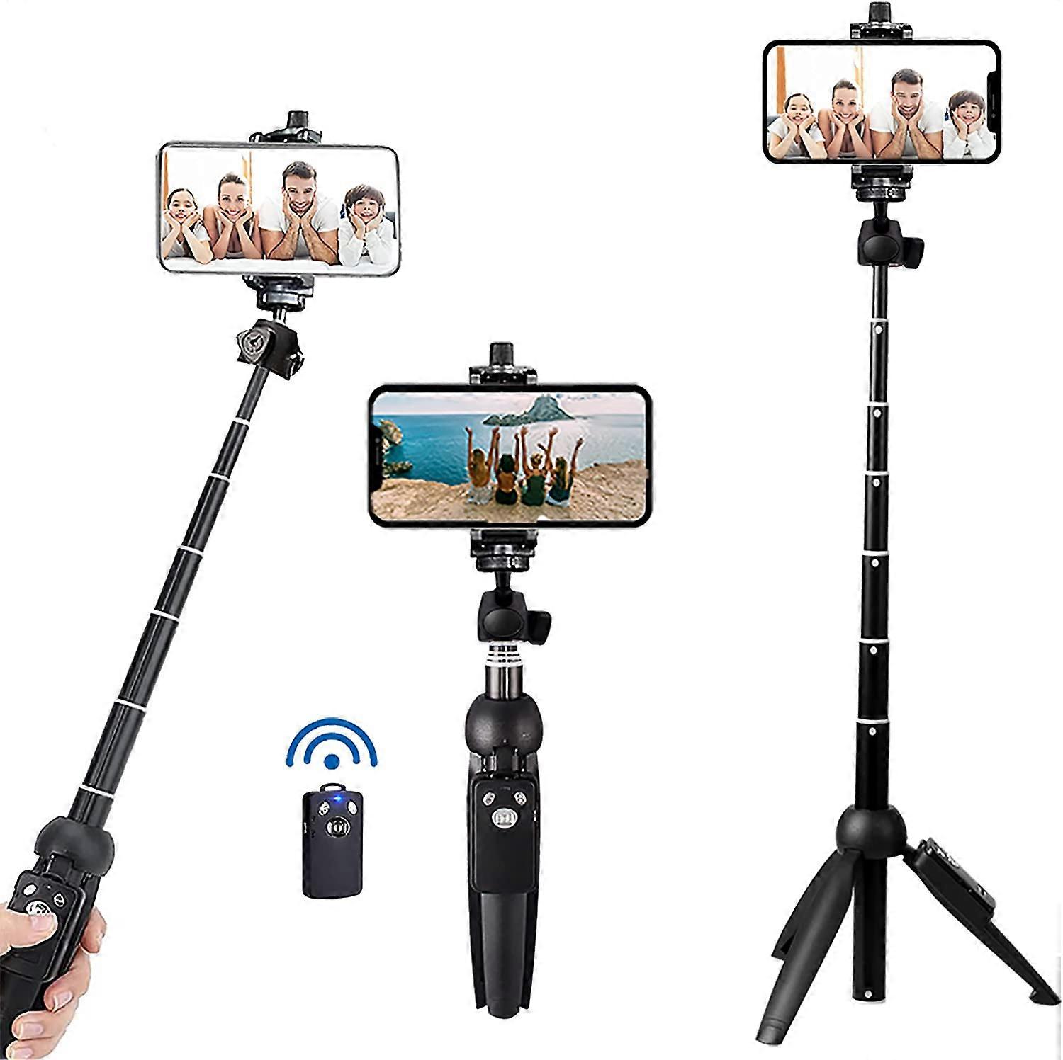 Portable 40 Inch Aluminum Alloy Selfie Stick Phone Tripod with Wireless Remote Shutter Compatible with iPhone 13 12 11 pro Xs Max Xr X 8 7 6 Plus, And