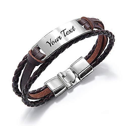 Personalized Mens Bracelet Leather Engraved Bracelet Gift for DAD ID Identity Customised Gift