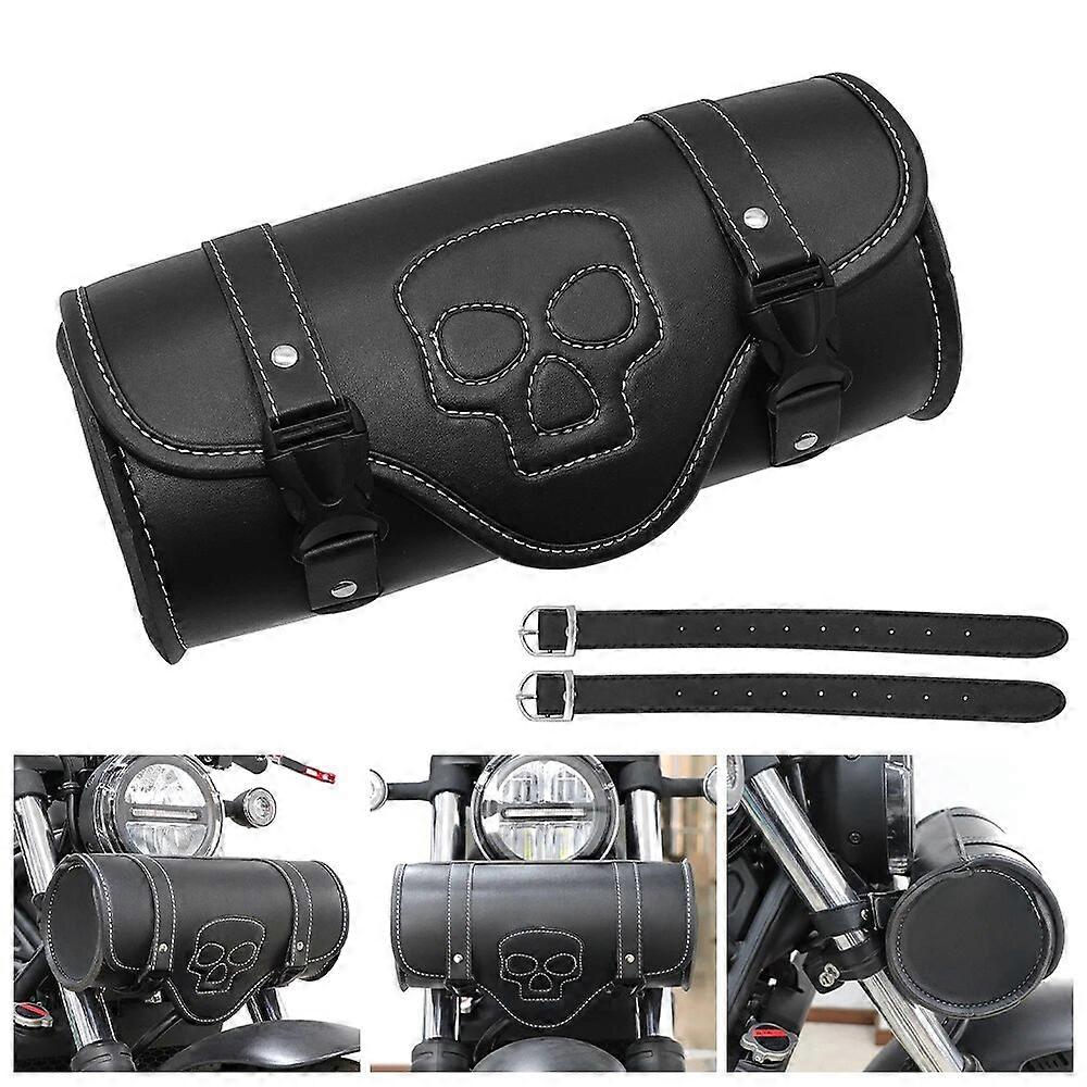 Generic Motorcycle Tool Bag Waterproof Saddlebag Windshield Bag Fork Bag Handlebar Bag with Skull Pattern