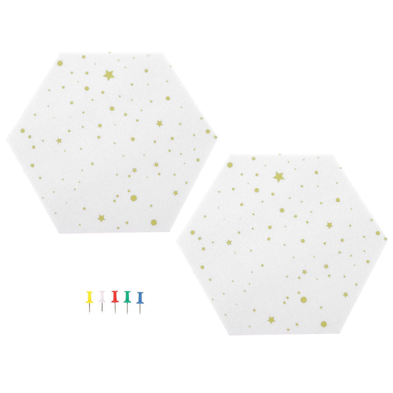 2 Pcs Cork Bulletin Board Push Pin Board Hexagon Felt Board Felt Hexagon Wall Board Wall Memo Board