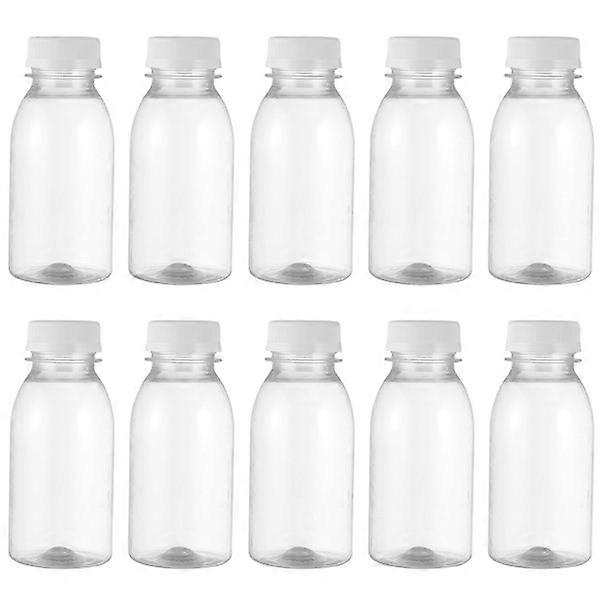 10Pcs 200ML Transparent Plastic Milk Storage Bottles Beverage Drinking Bottles
