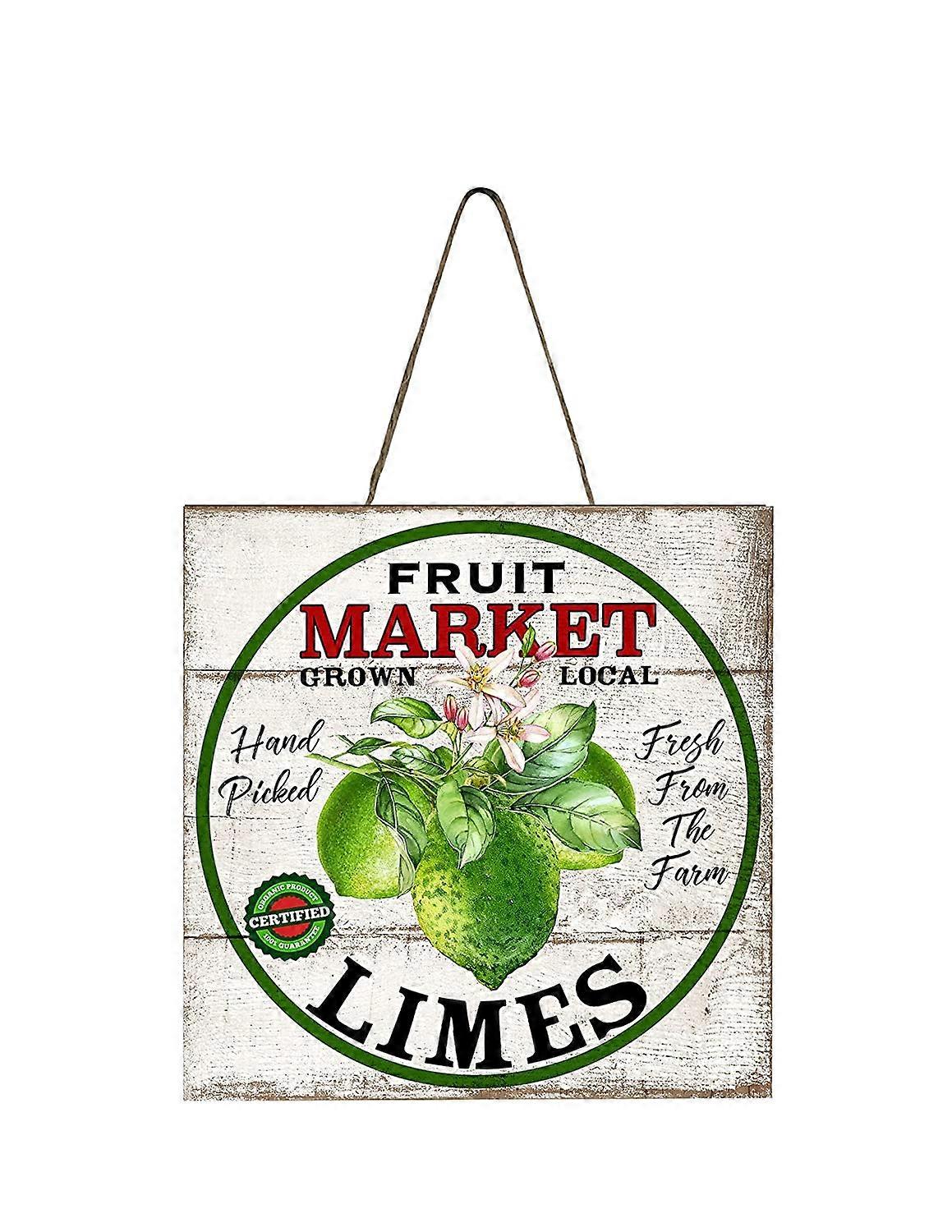 Fruktmarknad Limefrukt Trä Miniskylt 5" x 5"