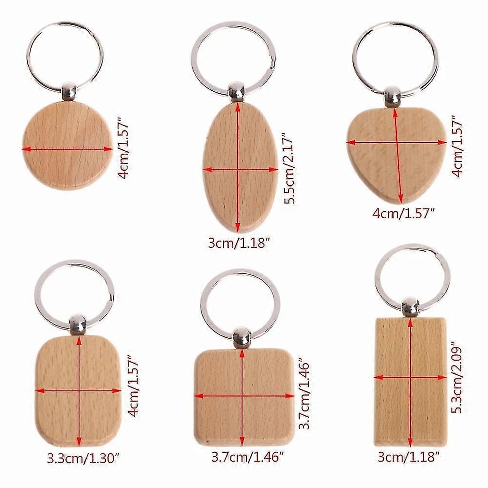 20 Blank Wooden Keychain Rectangular Engraving Key Id Can Be Engraved Diy Wood Keychains Key Ring For Diy Craft