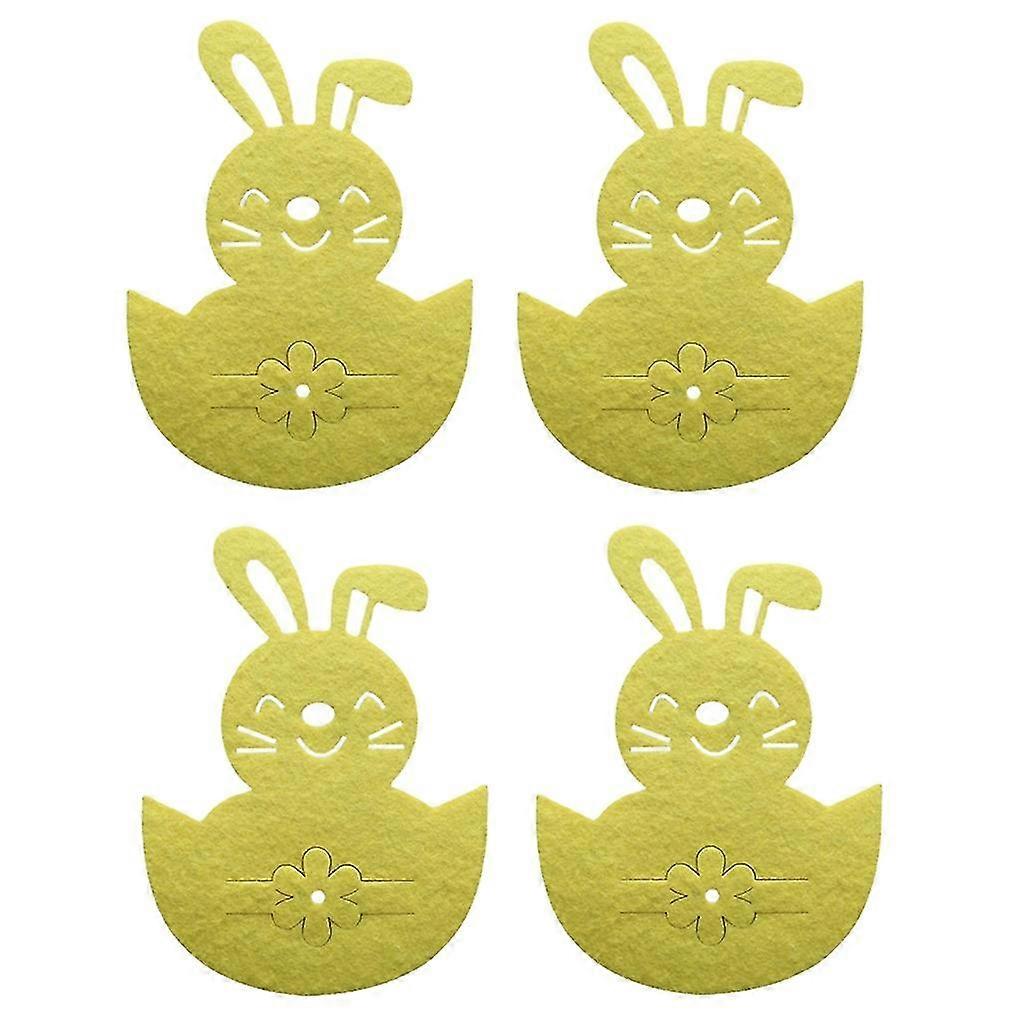 4pcs Tableware Organizer Pocket Easter Bunny Cutlery Bag Flatware Storage Bag