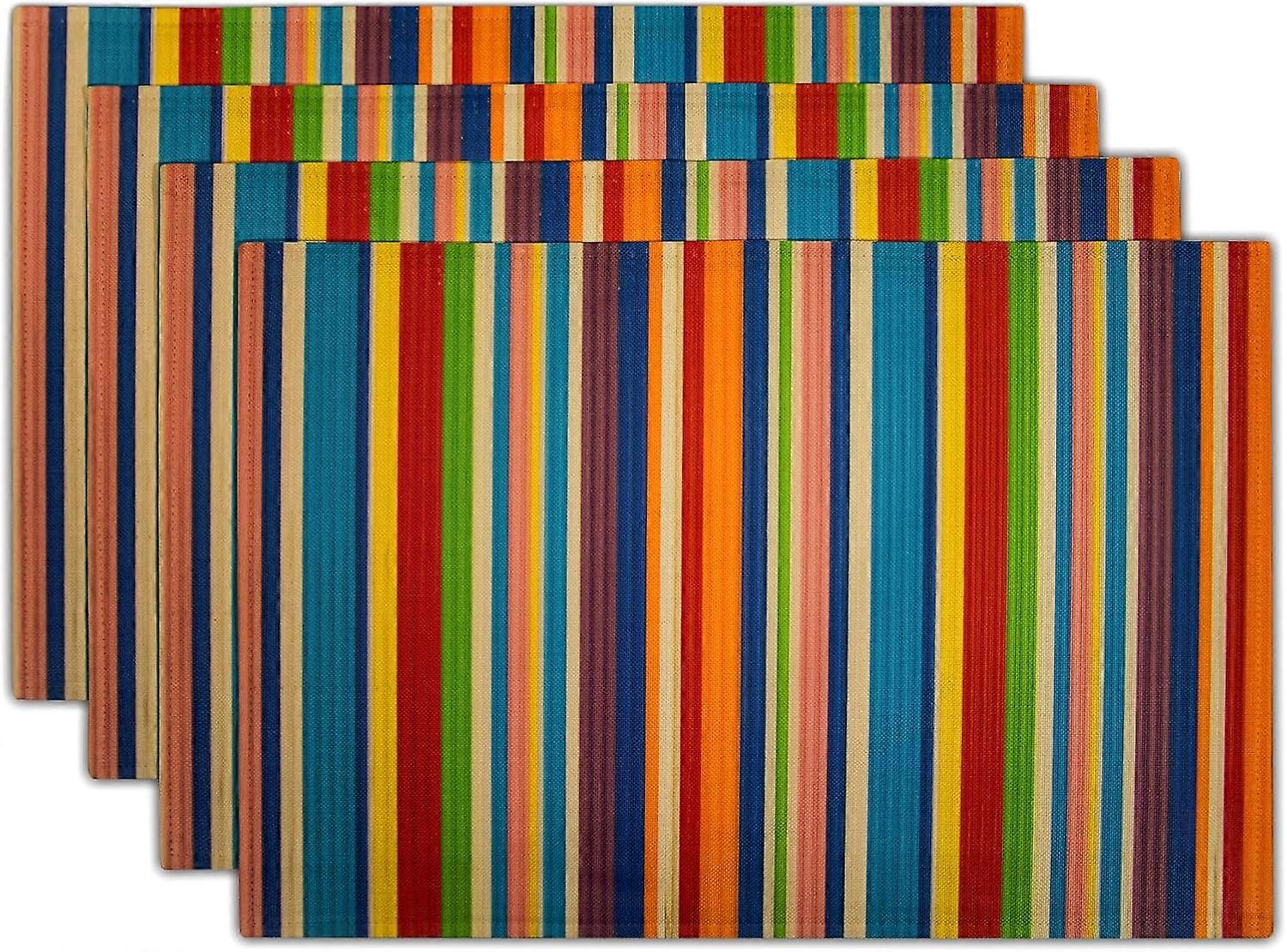 Funny Colorful Stripe Placemats Set of 4 12x18 Inch Modern Multicolor Striped Print Table Mats Farmhouse Decorative Linen Washable Place Mats for Holi