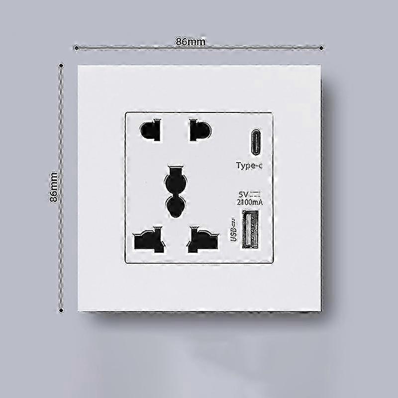 Power 2100ma Usb Outlet Crystal Glass Panel 13a Uk Wall Type C Interface Socket
