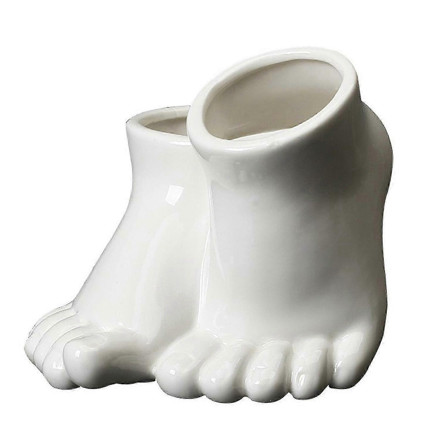 セラミック多肉植物の鉢ノベルティ人間の足の形プランターの植木鉢小さな机の足の彫像彫刻