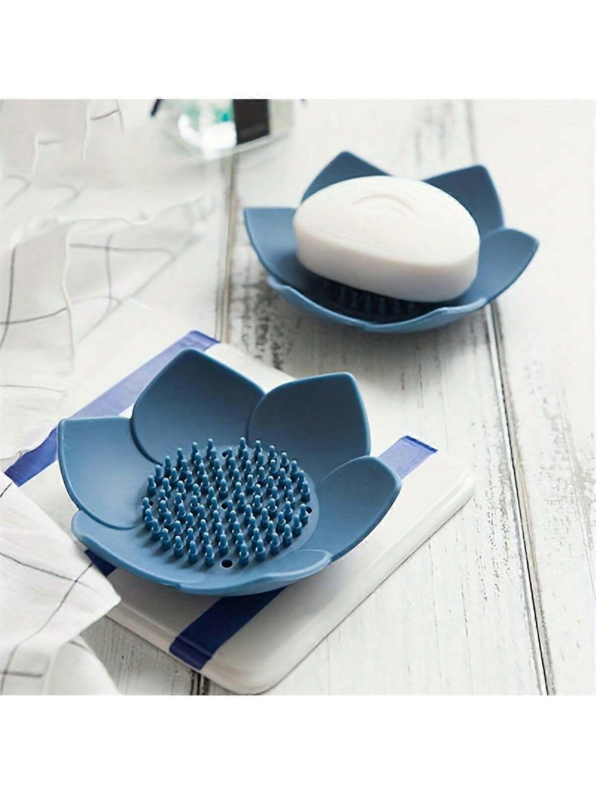 1 قطعة صندوق صابون الحمام لوتس تصميم حامل صابون سيليكون صندوق صابون صندوق استنزاف اكسسوارات الحمام