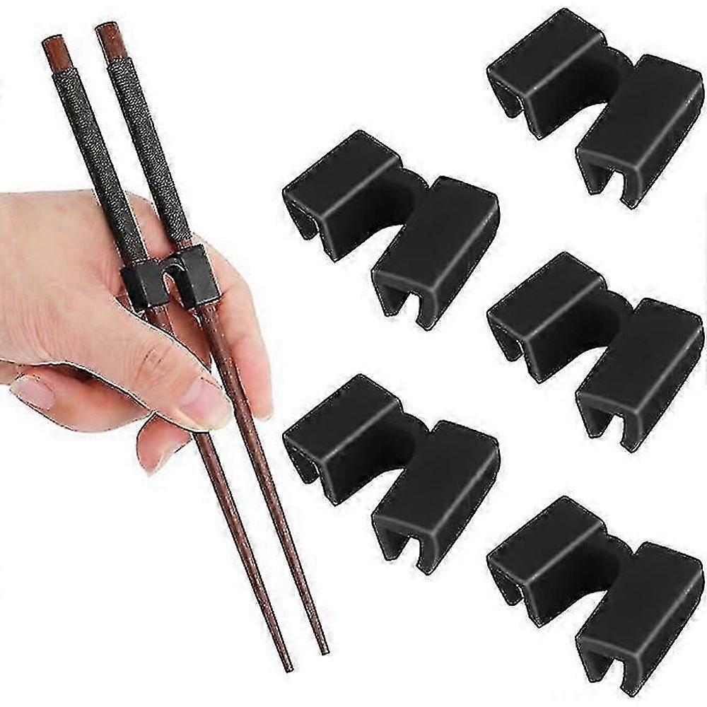 10 Pieces Reusable Chopsticks Helpers Training Chopstick Hinges Connector Practice Chinese Chopstick Helper for Adults, Kids, Beginner, Trainers (Blac