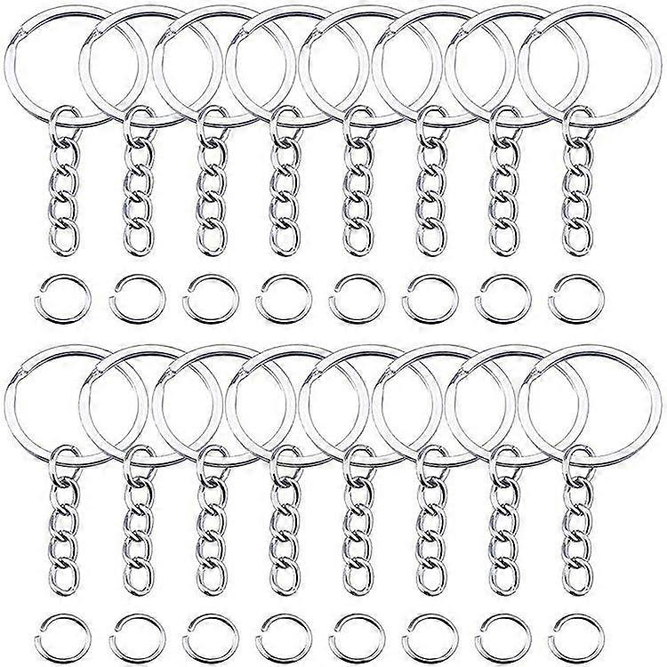 50Pcs Keyring Blanks Split With Link Chain And Jumps Rings Metal Key Rings