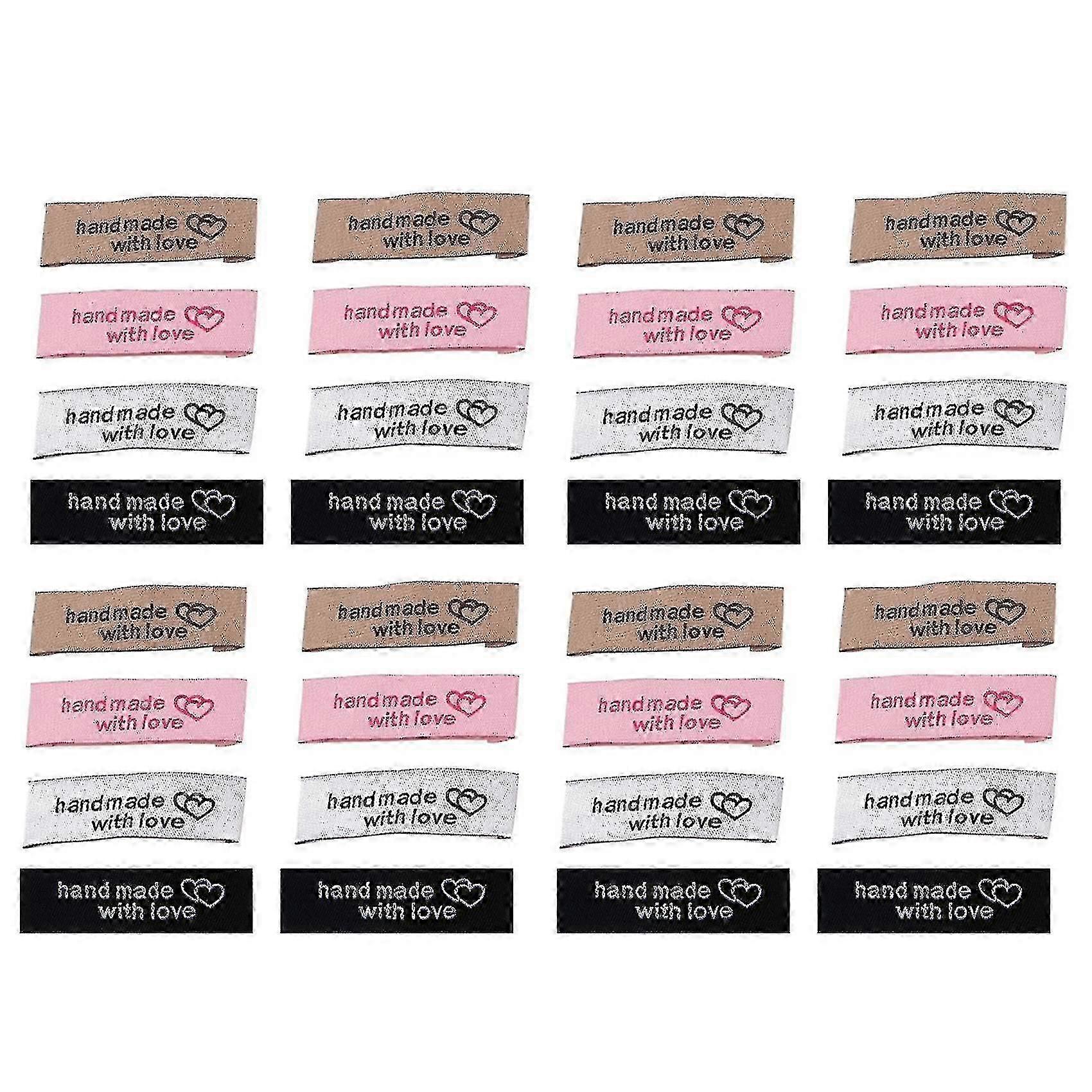 120 Pieces Personalized Sewing Labels Sew On Clothing Labels Handmade Heart Pattern Label Tags Hk