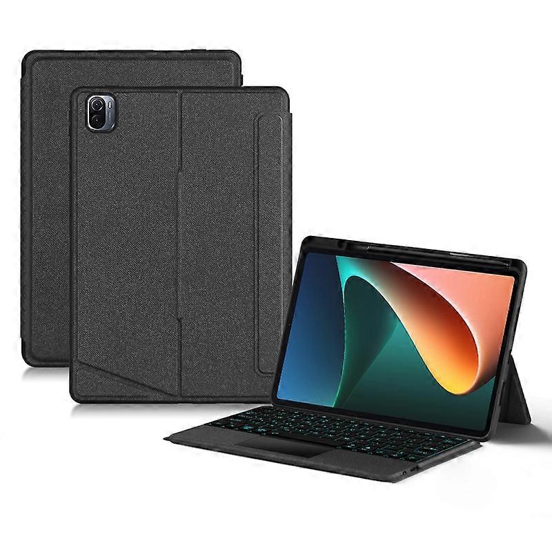 Typ A für Xiaomi Pad 5 Lederhülle + Bluetooth-Tastatur mit Hintergrundbeleuchtung Trackpad