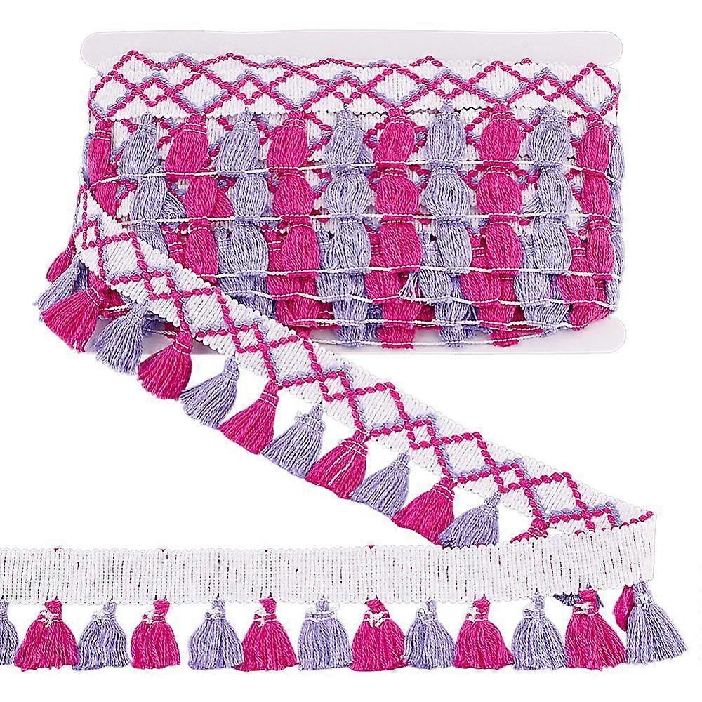 1 Bundle 10 Yards Polyester Tassel Ribbon for Garment Accessories Magenta 2 inch(50mm)