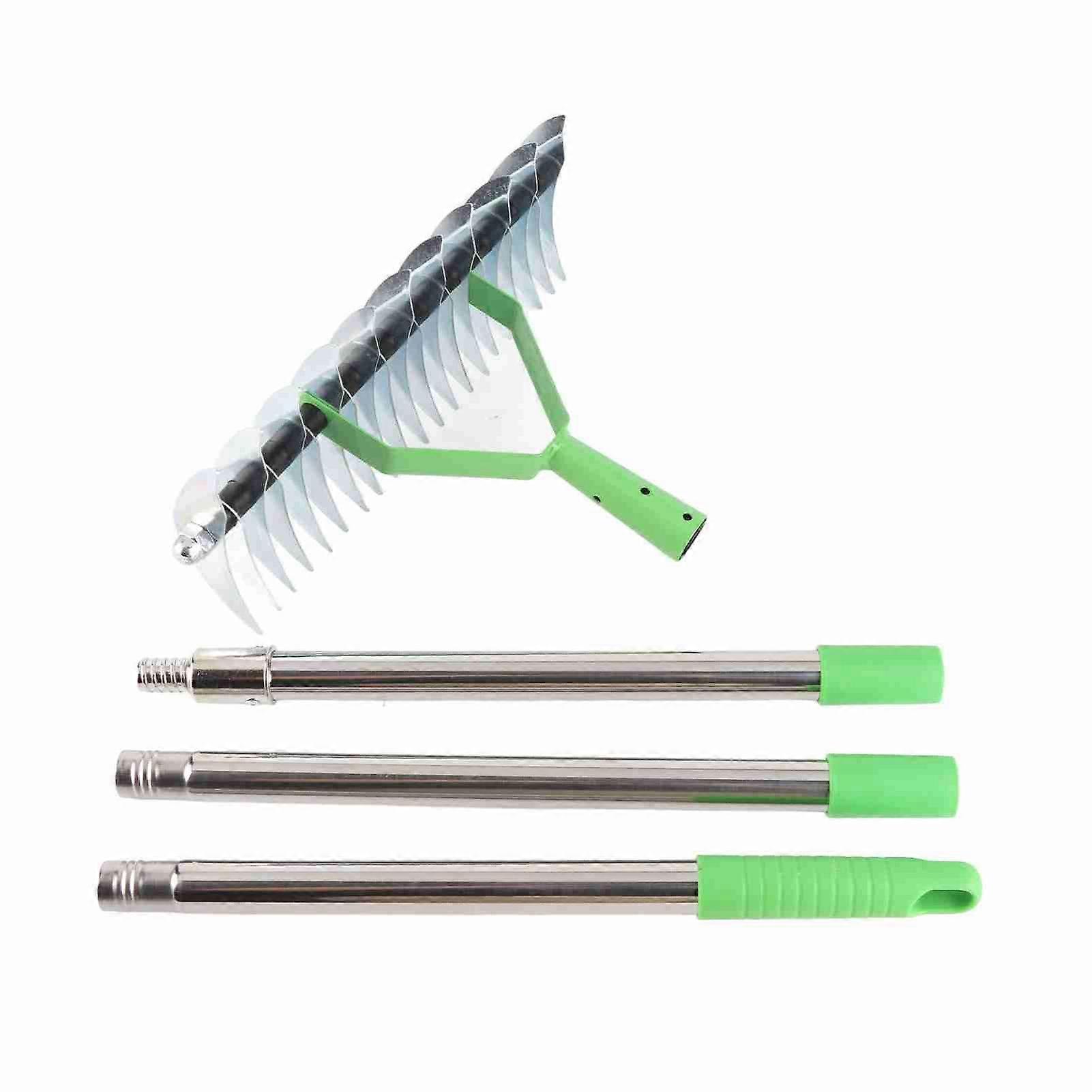 Thatch Rake Steel Tines Ergonomic Handle 3 Section Thatching Rake for Lawn Garden Yard