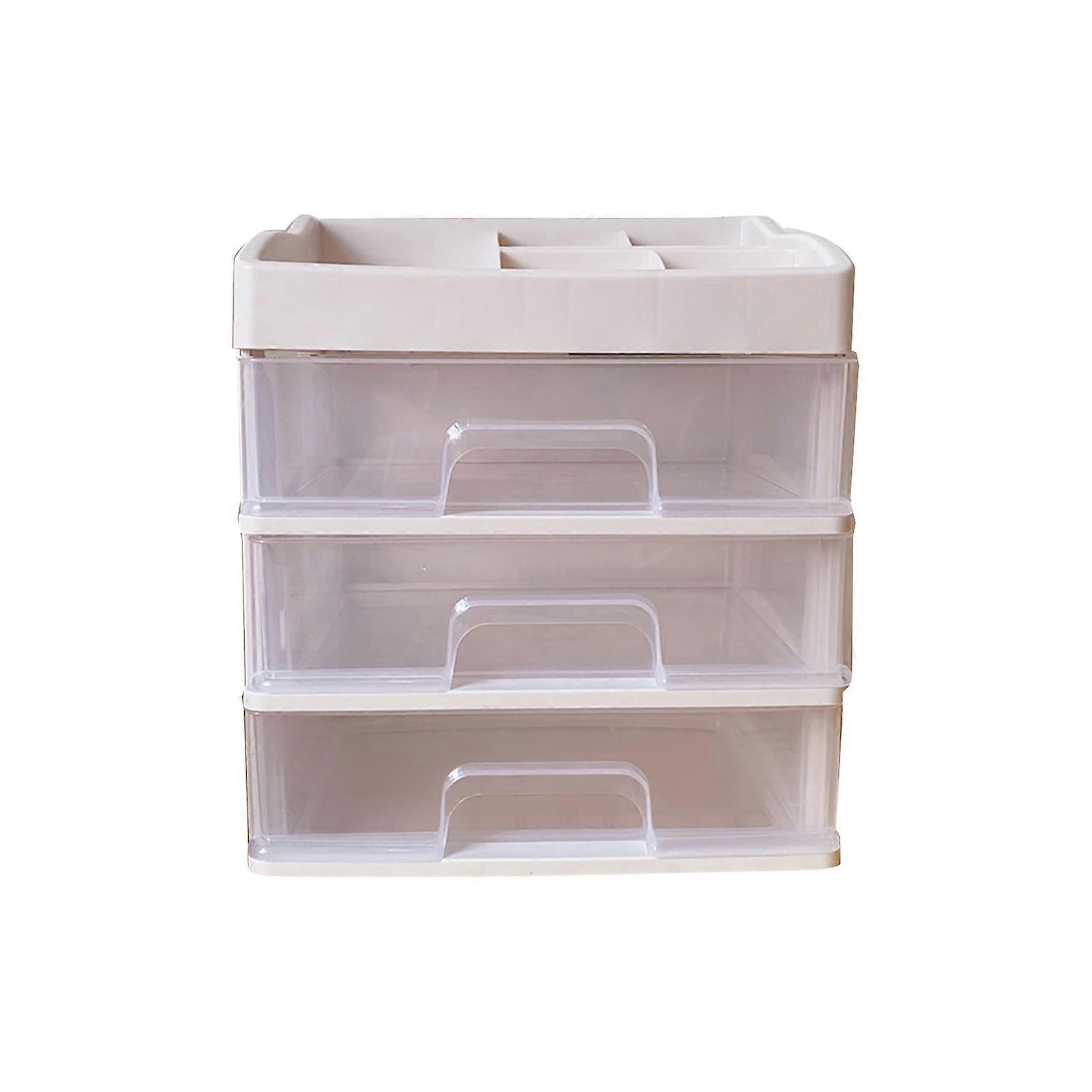 Desktop Organizer Durable Dustproof Stable Space Saving Wide Application Multi Layers Desktop Storage RackBeige Four Layers