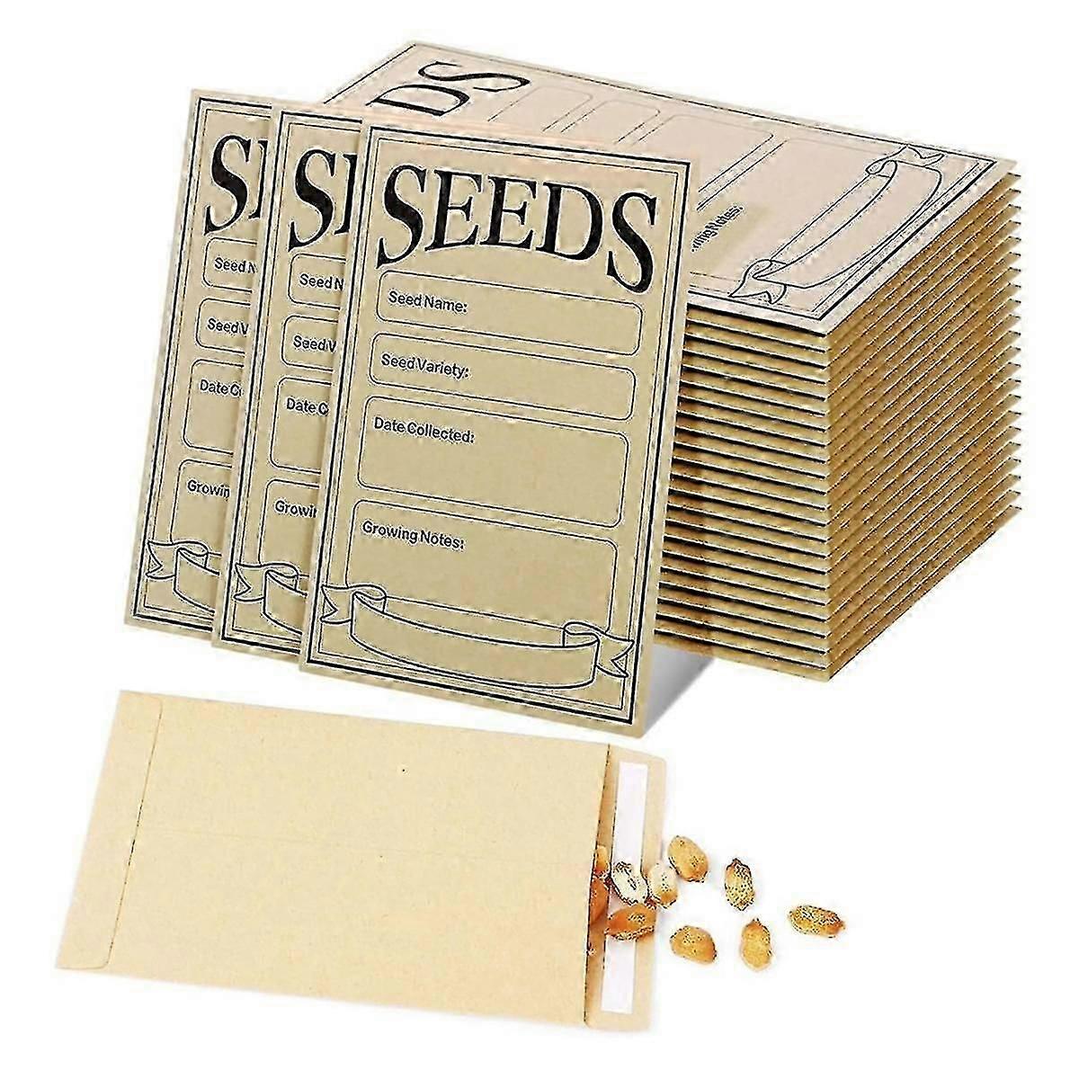100PCS  Packets Envelopes: Self Sealing Kraft Small Seed Envelopes for Seed Storage Resealable