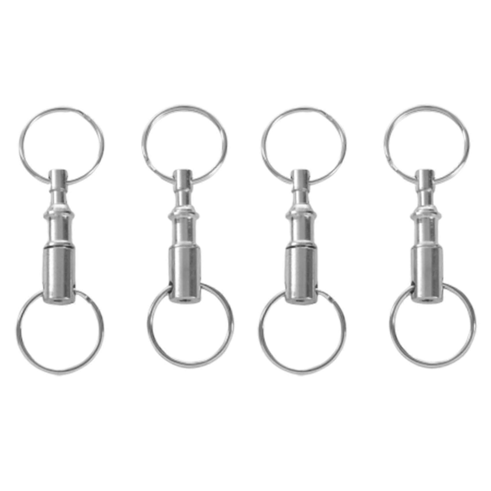 4 Pieces Removable Double Keychains Iron Nickel, Double Detachable Keychain Rotating