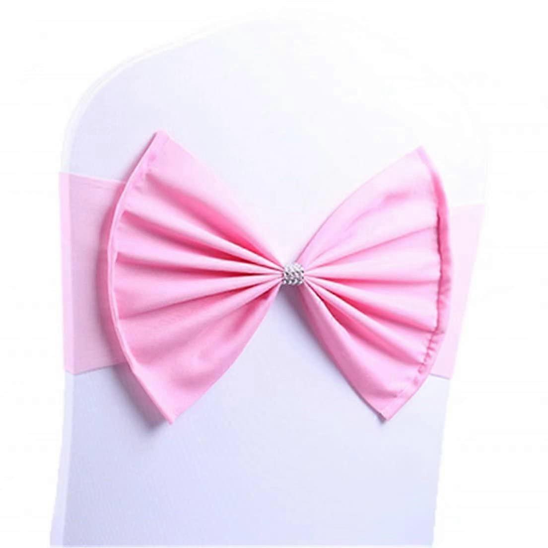 50 pcs Gold Wedding Chair Sashes Elastic Slider Bow Spandex Bands