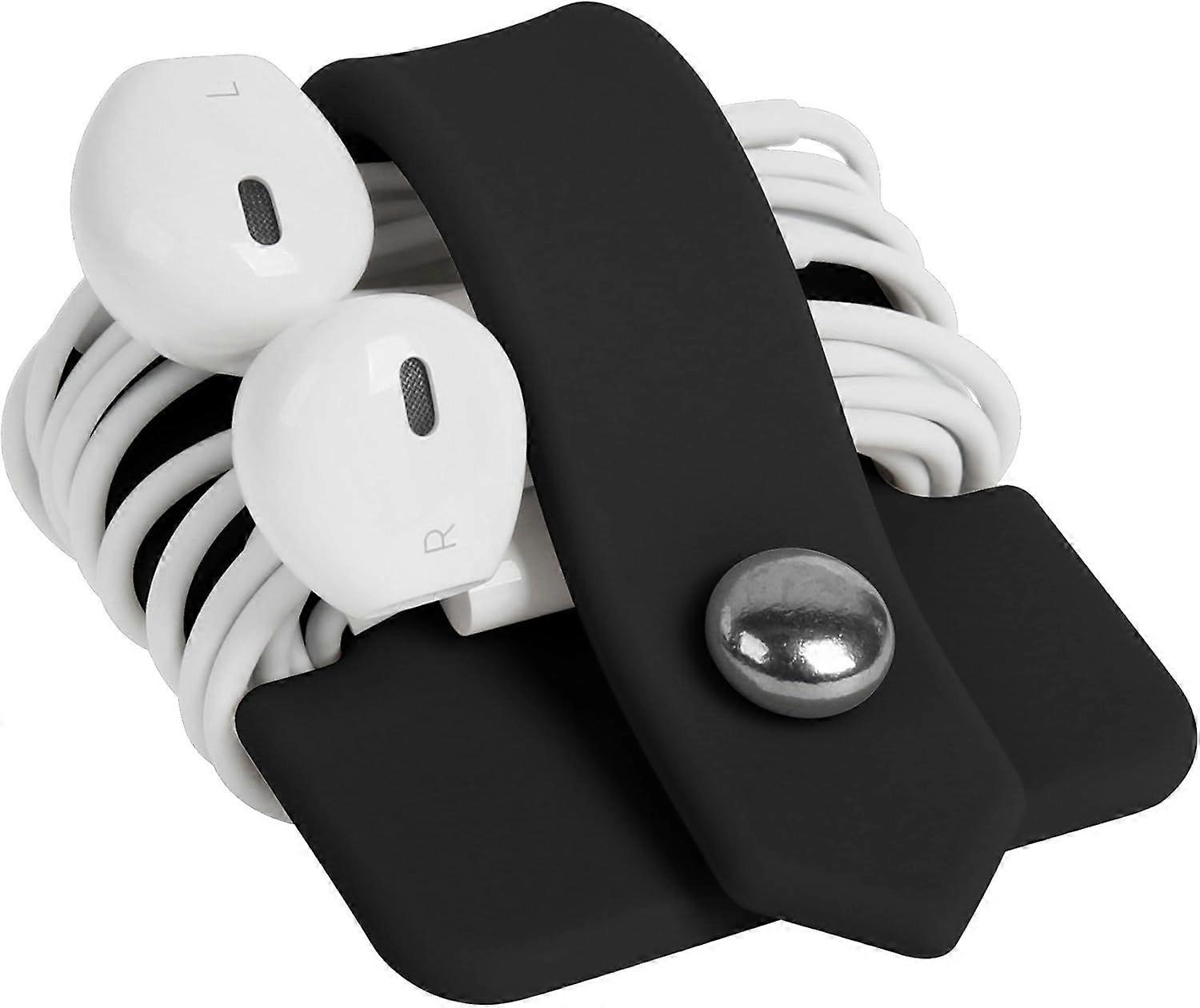 Headphone Case Cord Organizer Earbuds Holder Earphones Case Wrap Winder Headset Keeper Cord Manager Cable Organizer Black