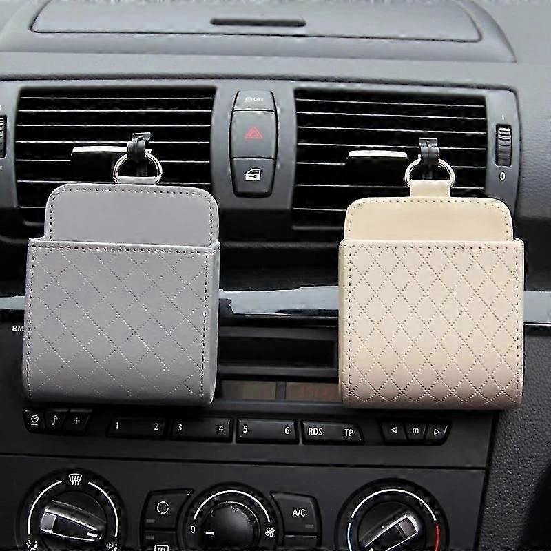 Car Storage Bag Car Accessories Air Vent Dashboard Tidy Hanging Pu Leather Organizer Box Glasses Phone Holder Storage Organizedesk Organizers