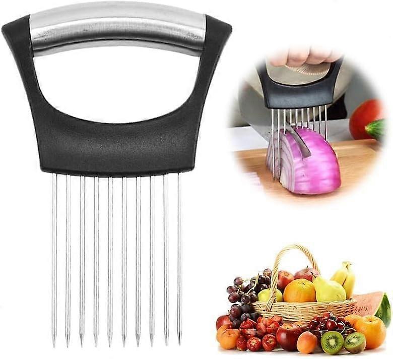 Onion Holder Slicer 2024 - Stainless Steel Vegetable Cutter for Onions, Potatoes, Lemons, Tomatoes and Meat Prep