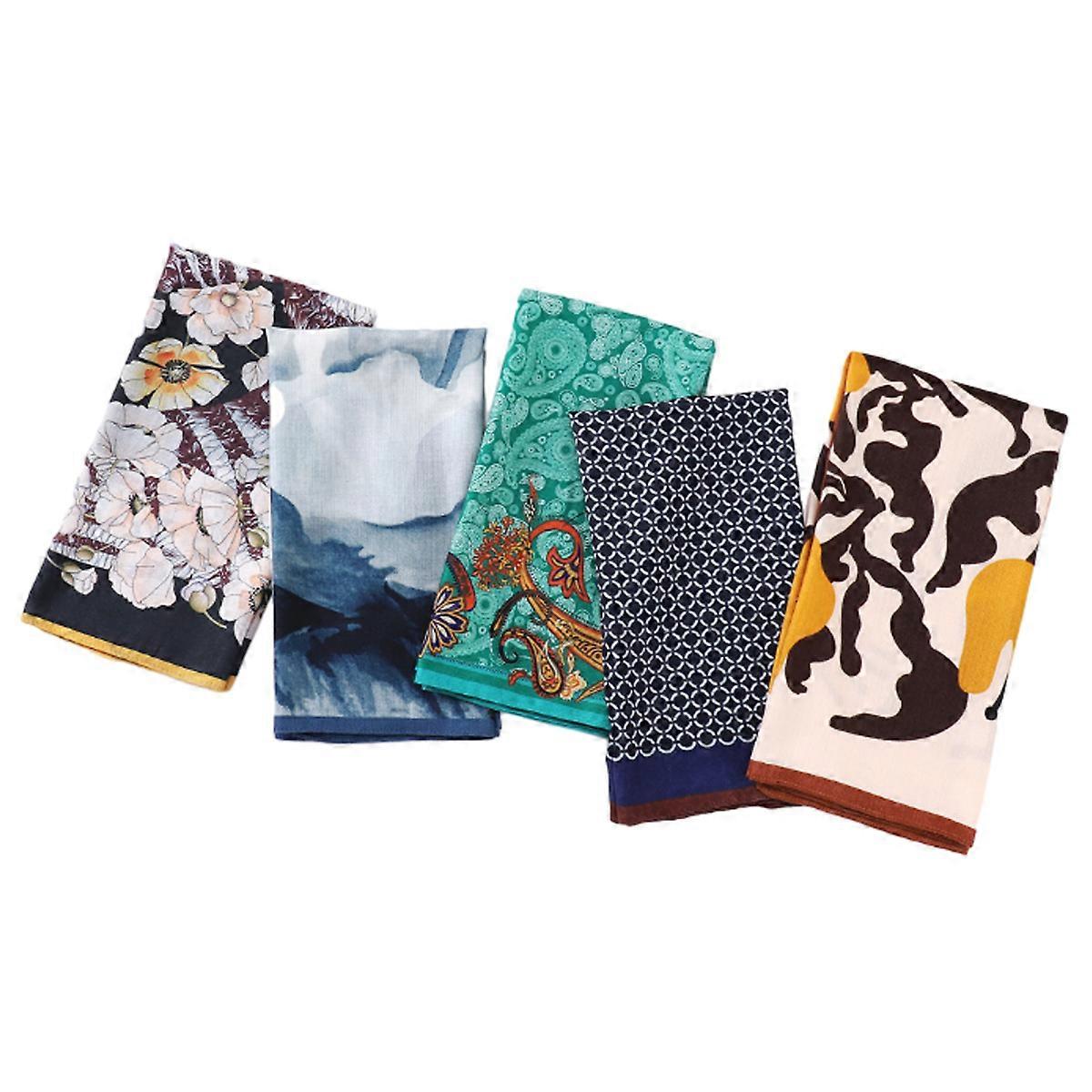 27.5 "Grande Sciarpa Testa Quadrata In Raso - 4 Pz Seta Come Floreale Testa Sciarpe Quadrato Sciarpa Capelli In Raso Bandane per Le Donne