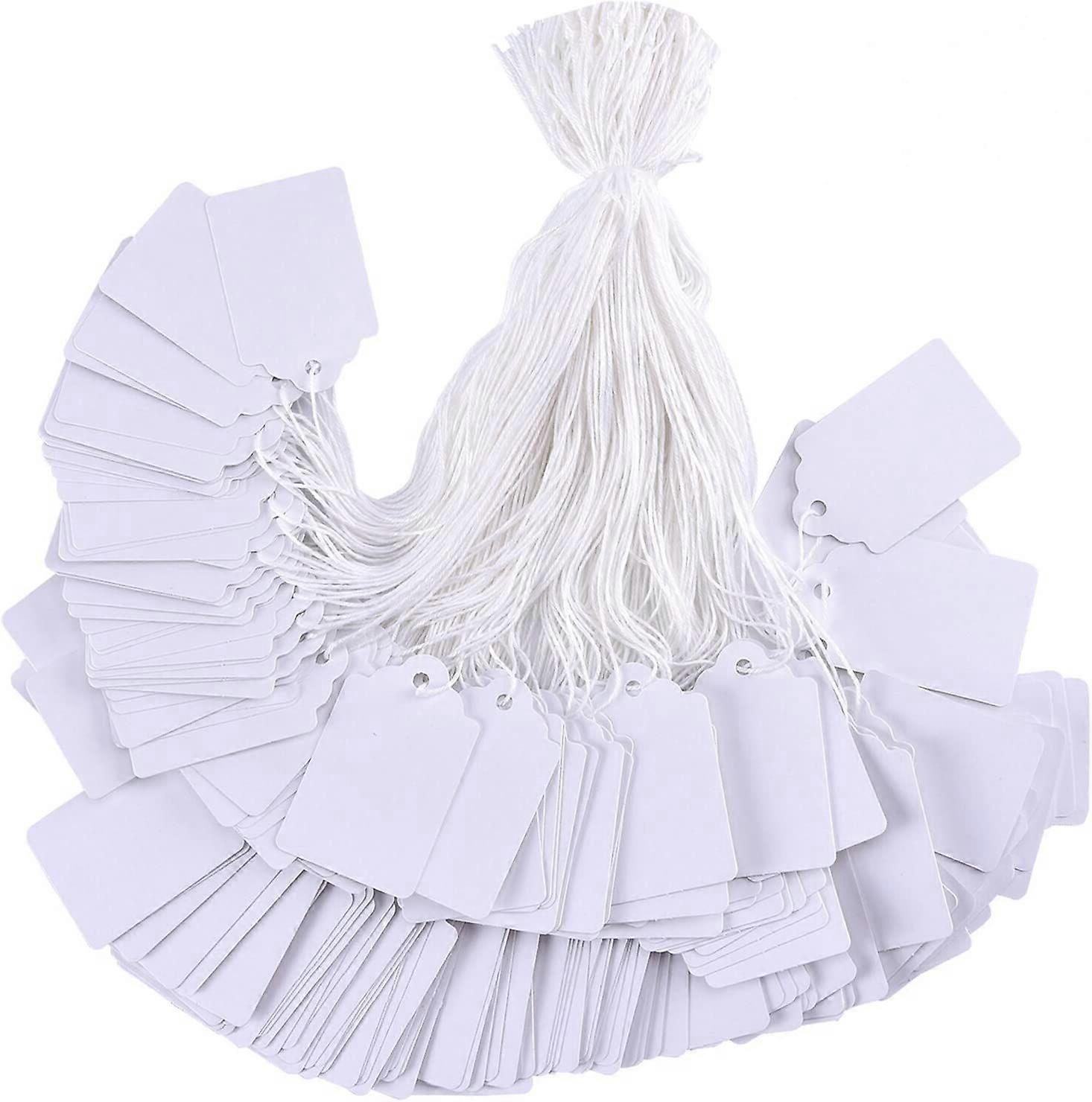 Price Tags with String, 100pcs White Smooth Marking Strung Tag fast