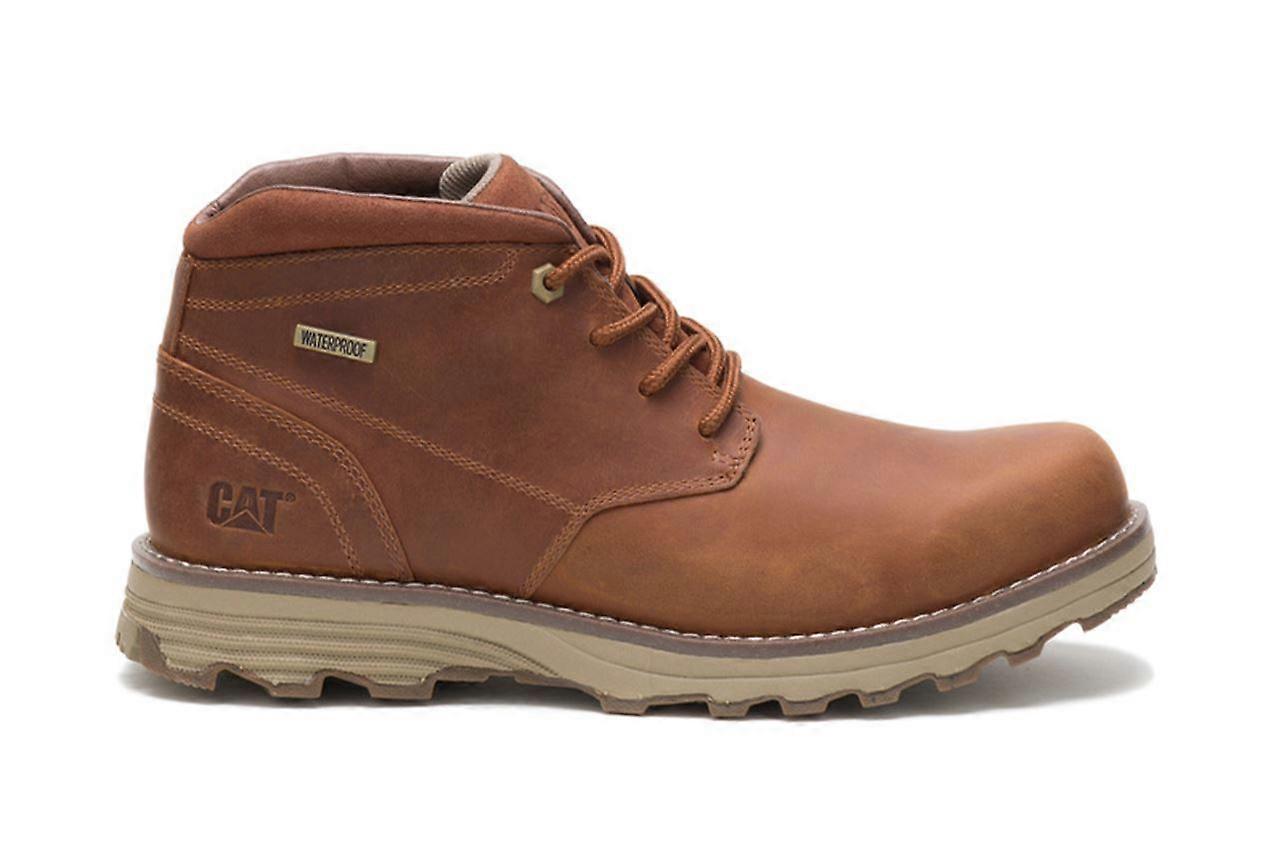 CAT Caterpillar Men's Elude Waterproof Brown Leather Walking Ankle Boots