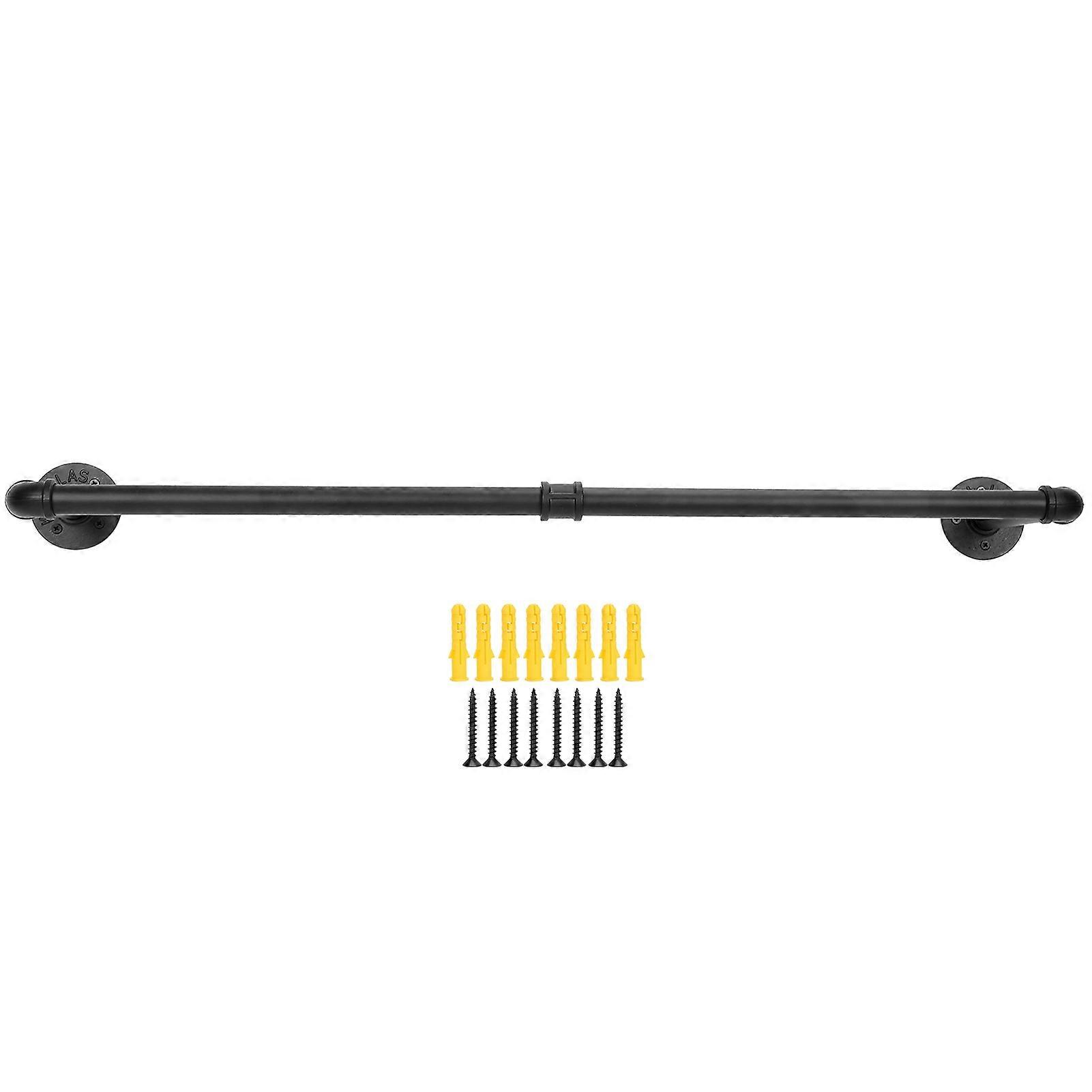92CM Industrial Pipe Clothes Rack Heavy Duty WallMounted Black Clothing Rack Hanging Rod Bar