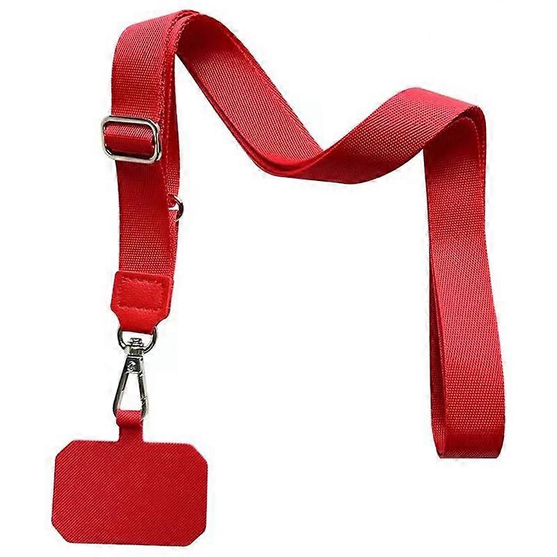 Adjustable Phone Lanyard Anti-loss Polyester Crossbody Shoulder Strap with Tether Tab-Red