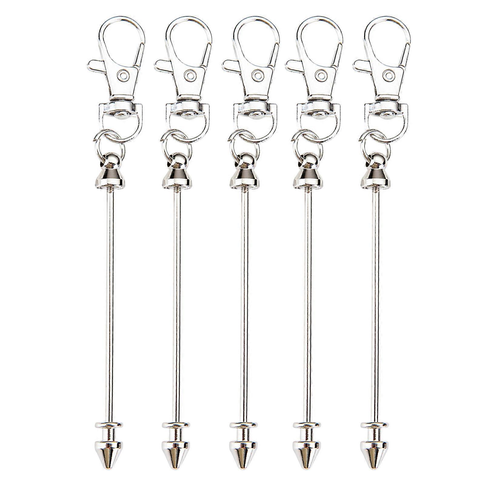 5 Pack Handmade Bead Key Holder Easy to Attaching Lobster Clasp Unique Bag Ornament Stylish Key Ornament Alloy Texture Silver