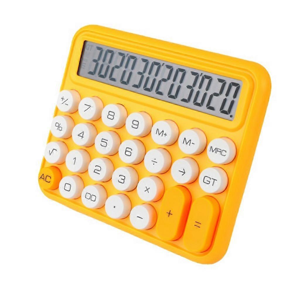 Cute Calculator 12 Digit Large LCD Display Mechanical Round Button Gradient Candy Colored Battery Po