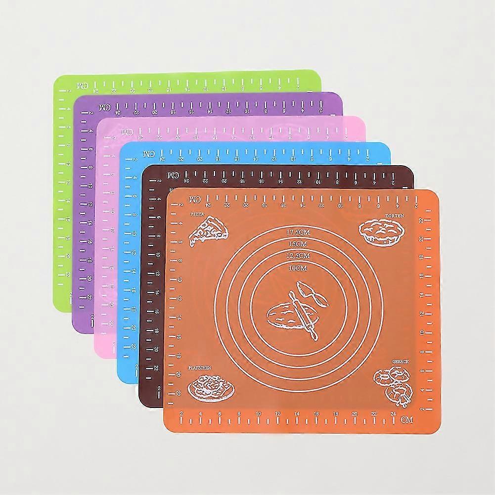 Set of 6 Silicone Baking Mats, Non-Stick Pastry Baking Sheet with Measurements, Oven Mat for Macaron/Biscuit/Dough, Silicone Placemat, Reusable