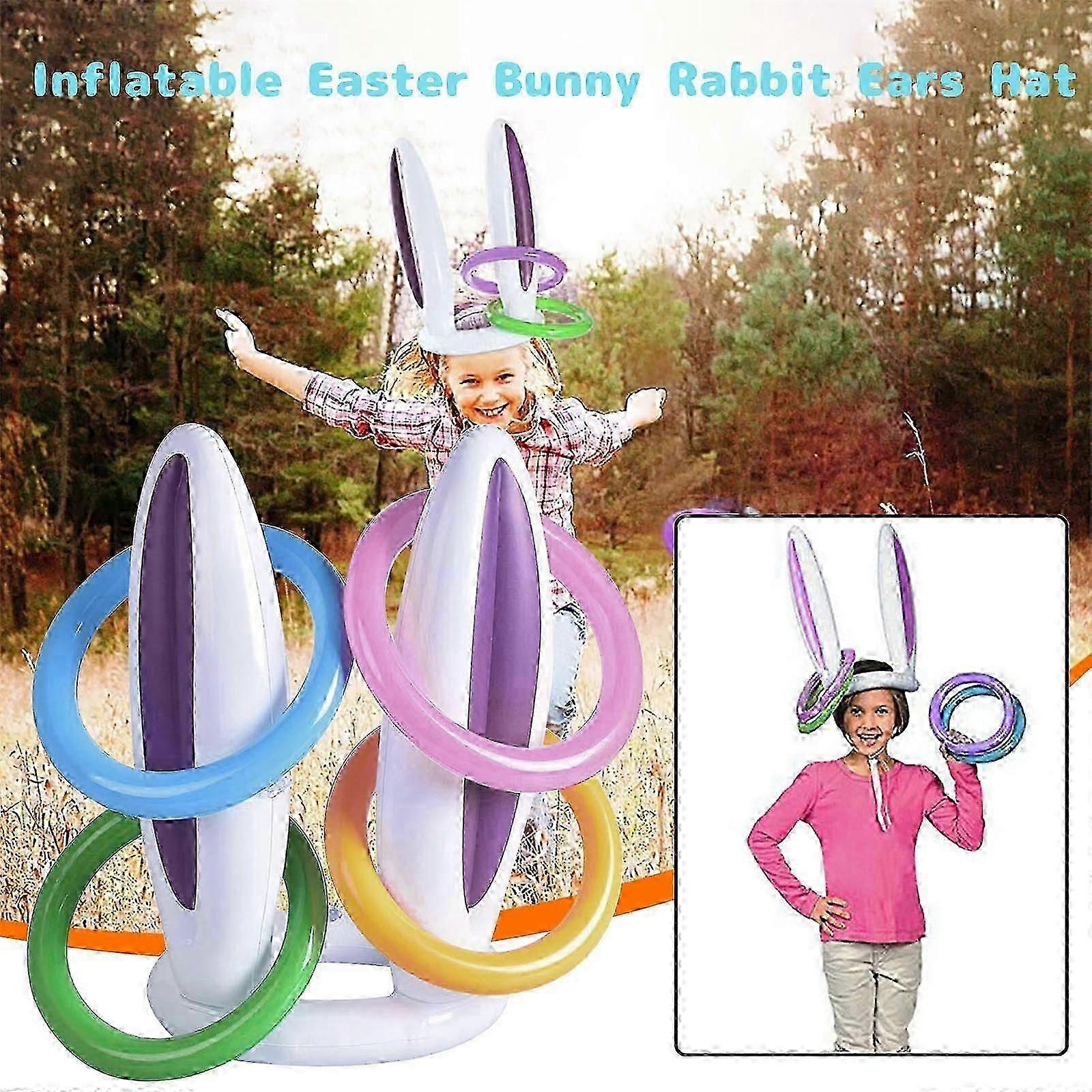 Inflatable Easter Rabbit Ear Hat And Ferrule Toy Easter Children's Game Toy Gift eierfarben ostern