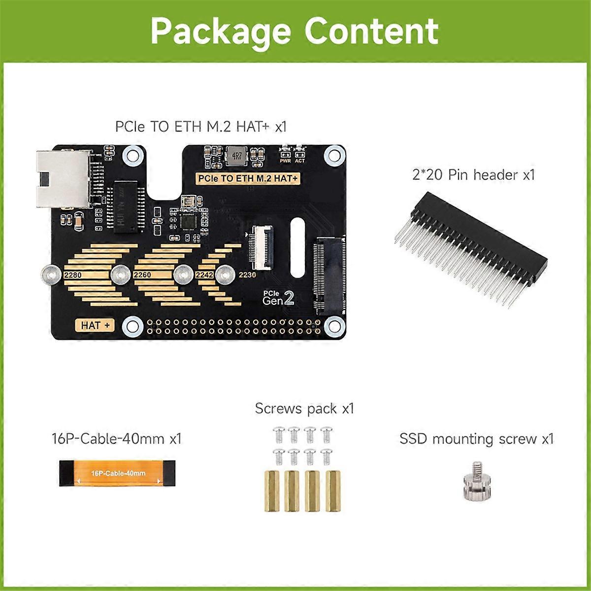 PCIe to ETH and M.2 Adapter for 5, Compatible with 2280