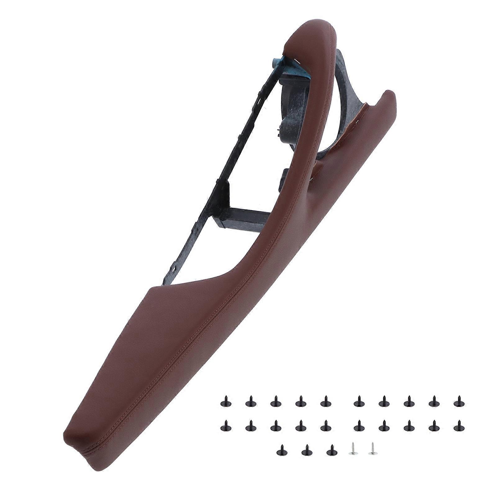 Car Door Handle Frame Assembly Inner Button Switch Trim ABS Artificial Leather Fit for 5 Series F10/F11/F18 2010‑2017 LHD