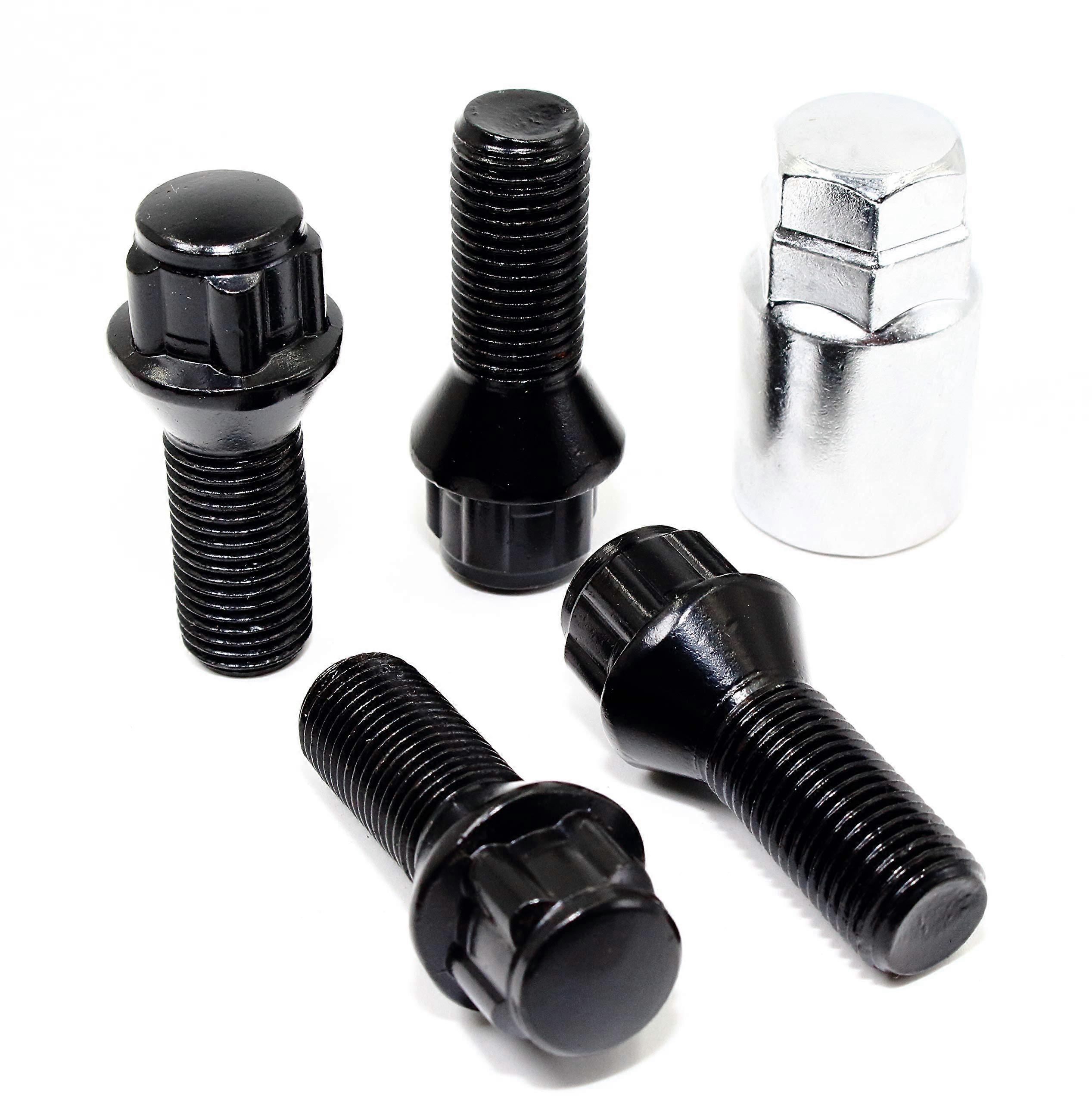 4 DATA 14x1.5mm black wheel bolt locks cause only conical seat for after -s special wheels 28mm thing