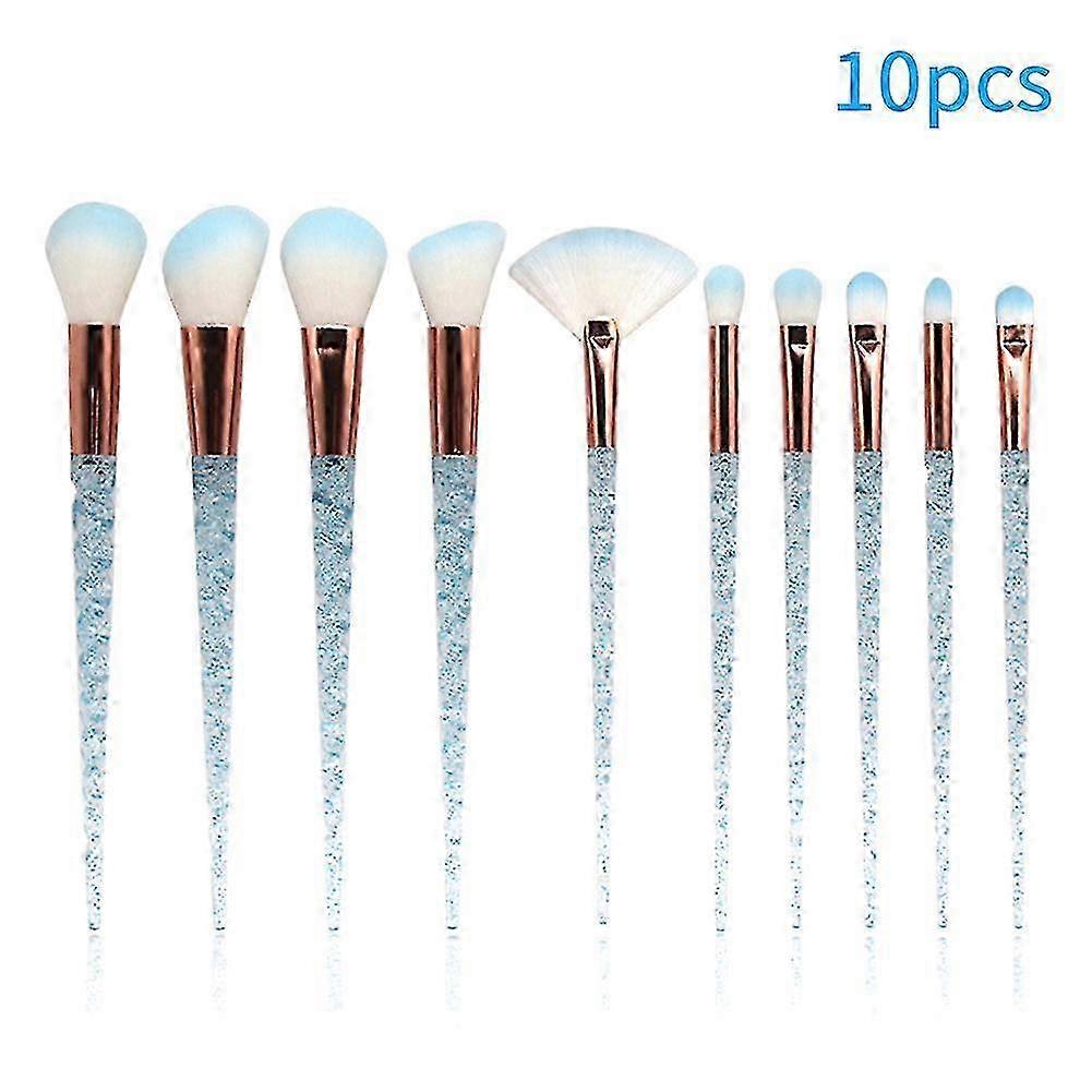 10pcs Makeup Brush Set for Beginners - Long Handle Blush and Concealer Brushes with Soft Hair Ergonomic Design